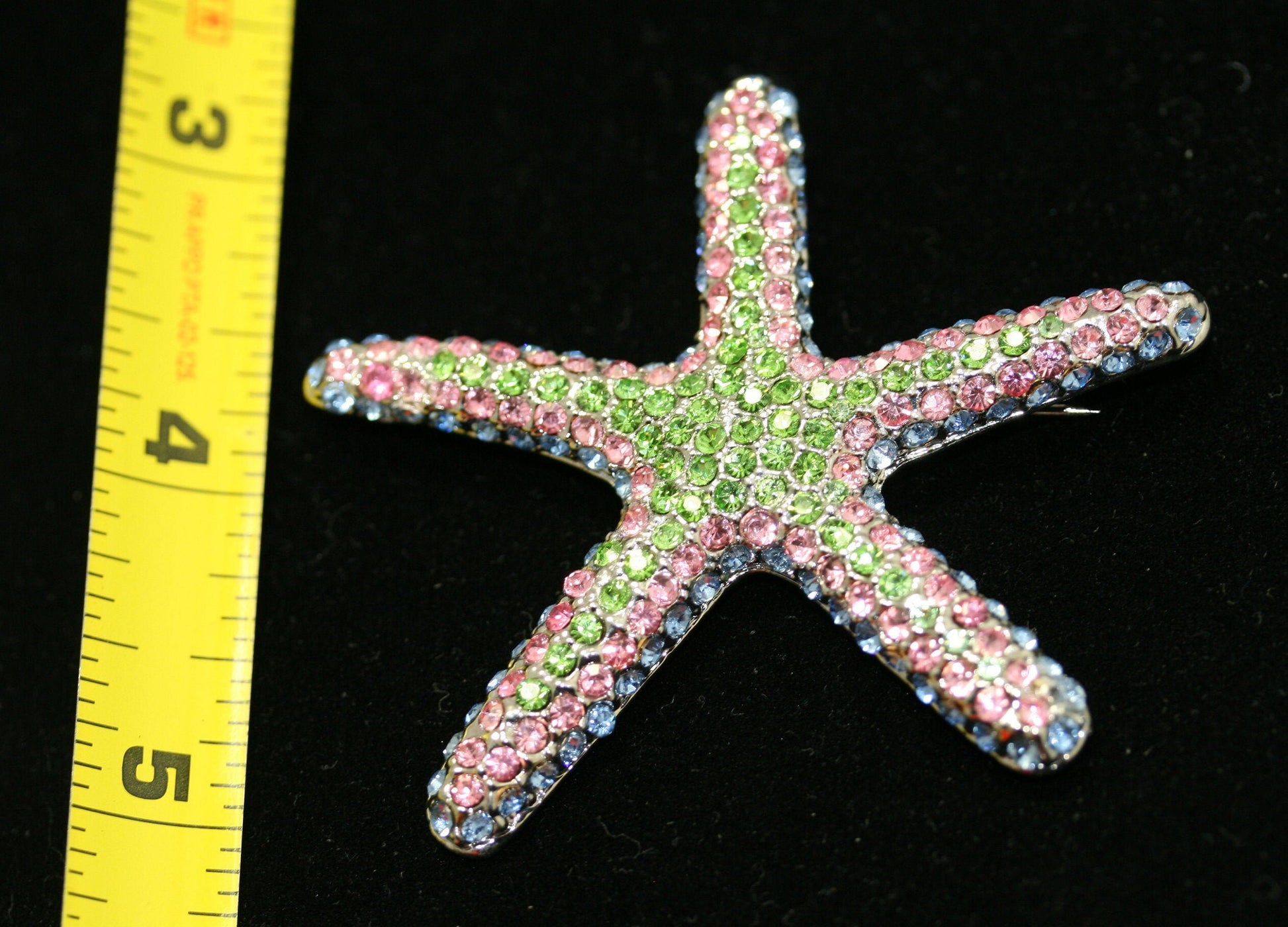 Vintage Rhinestone Silver Sea Star Brooch, Starfish Brooch, Vintage Jewelry, Wedding Brooch