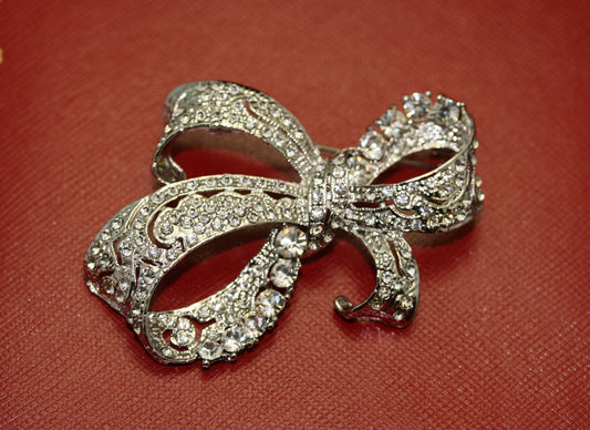 Rhinestone Fashion Ribbon Bowknot Bow Tie Flower Brooch Retro Diamond Exquisite Brooch For Wedding Bridal Invitation Decoration