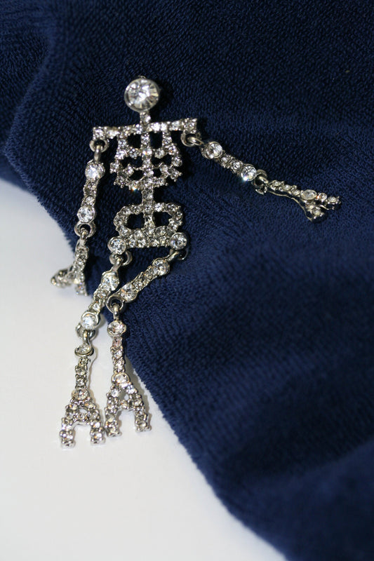 Rhinestone Halloween Skeleton Pin Brooch