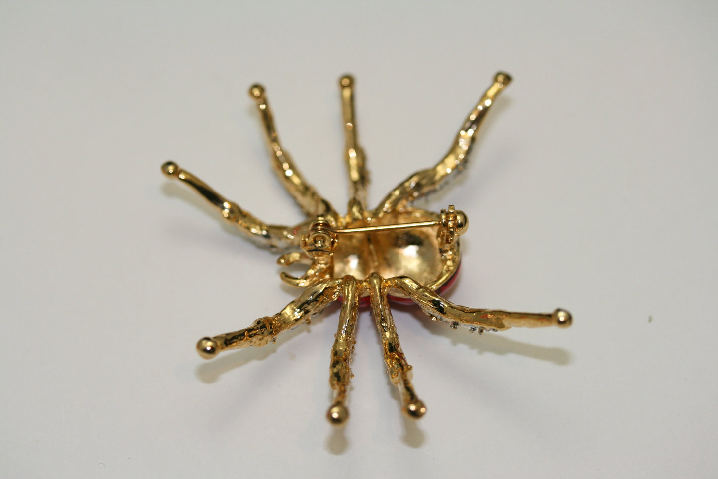 Halloween Spider Pin Brooch Red Enamel Diamond Crystals Rhinestones Insect Bug