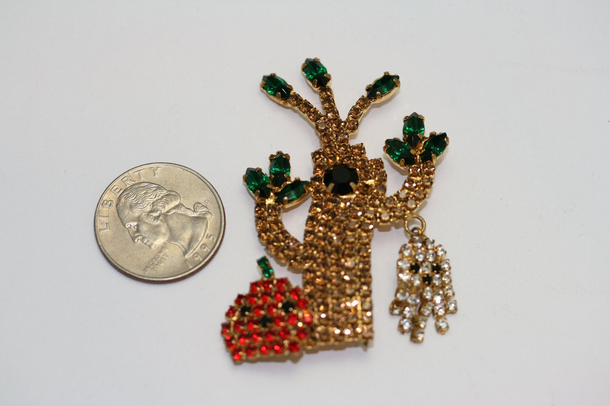 Vintage Halloween Brooch Pin With Swing Ghost & Pumpkin Bright Rhinestone, Halloween Jewelry, Halloween Pumpkin Brooch Pin