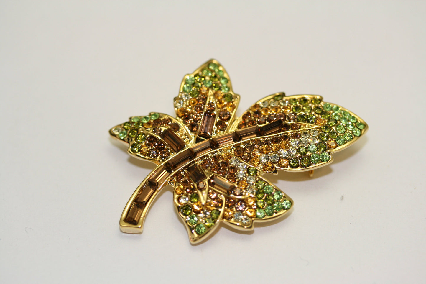 Vintage Rhinestone Maple Leaf Brooch Canadian Maple Pins Fall Jewelry, Crystal Fall Leaf Brooch