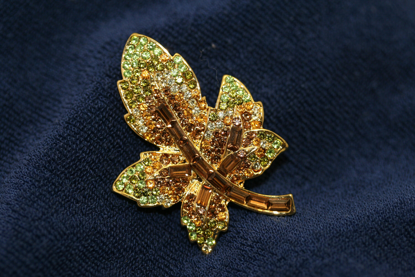 Vintage Rhinestone Maple Leaf Brooch Canadian Maple Pins Fall Jewelry, Crystal Fall Leaf Brooch