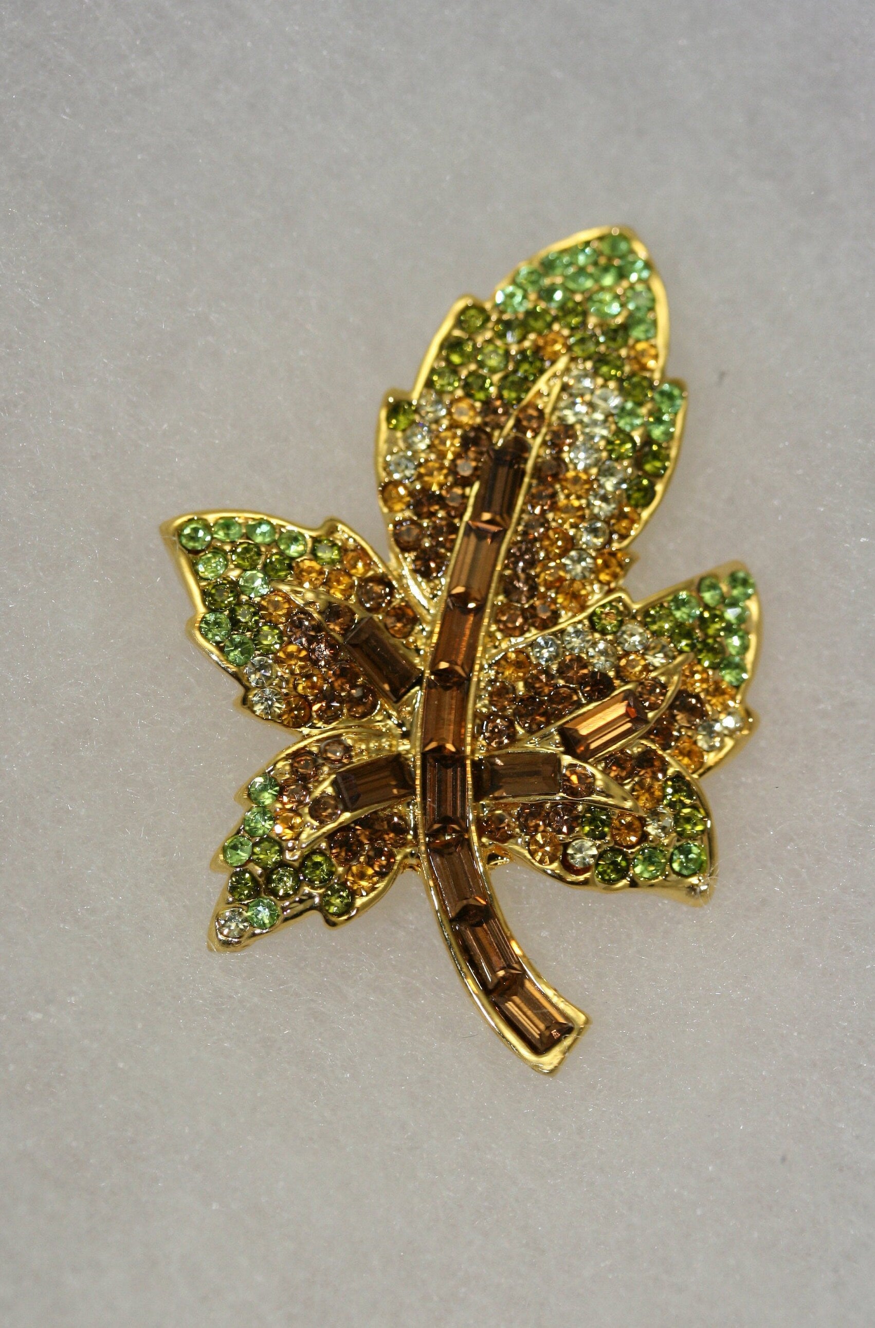 Vintage Rhinestone Maple Leaf Brooch Canadian Maple Pins Fall Jewelry, Crystal Fall Leaf Brooch
