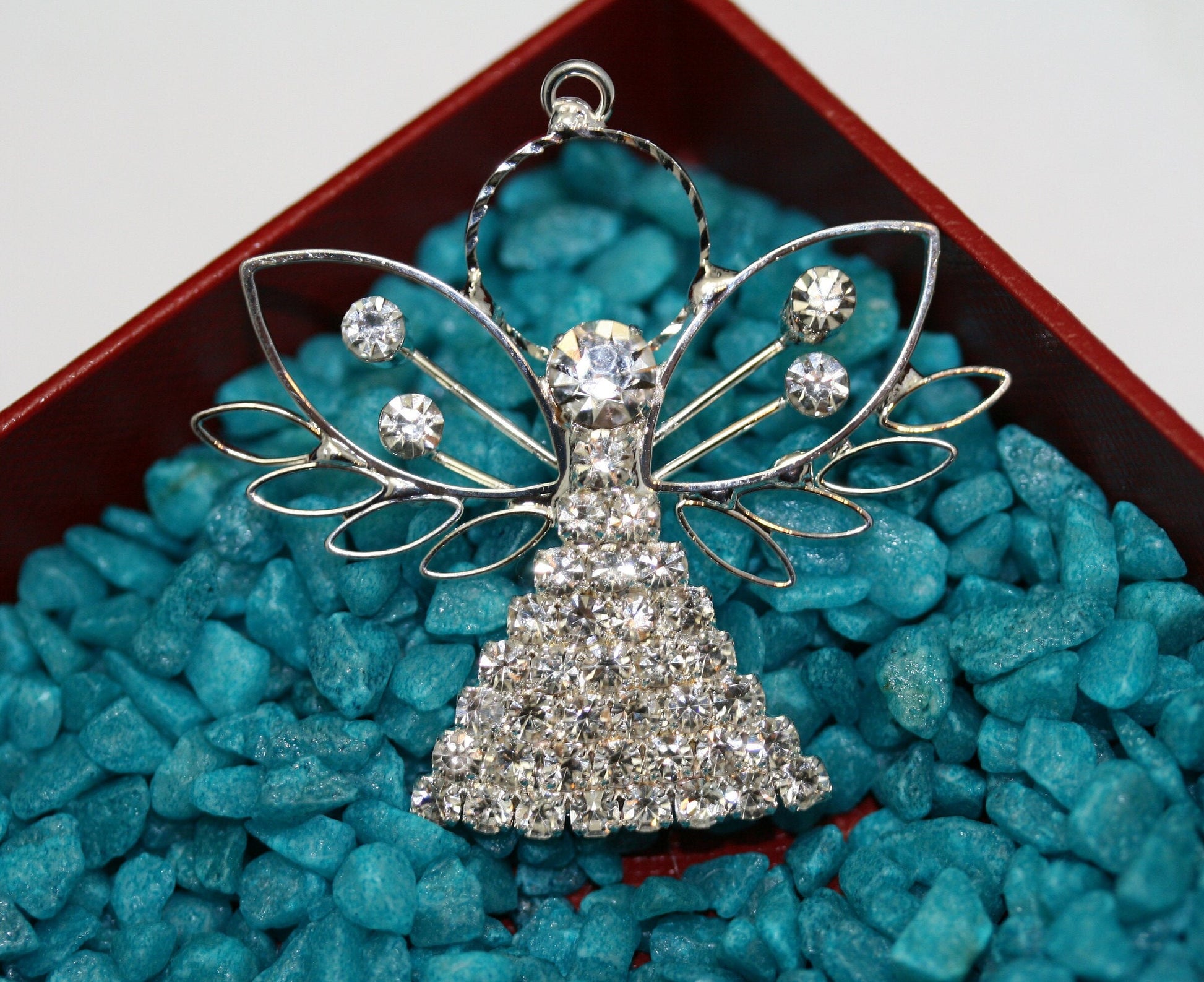 Silver Clear Rhinestone Angel Pendant, X-mas, Wedding, Anniversary Gift Deceleration and More