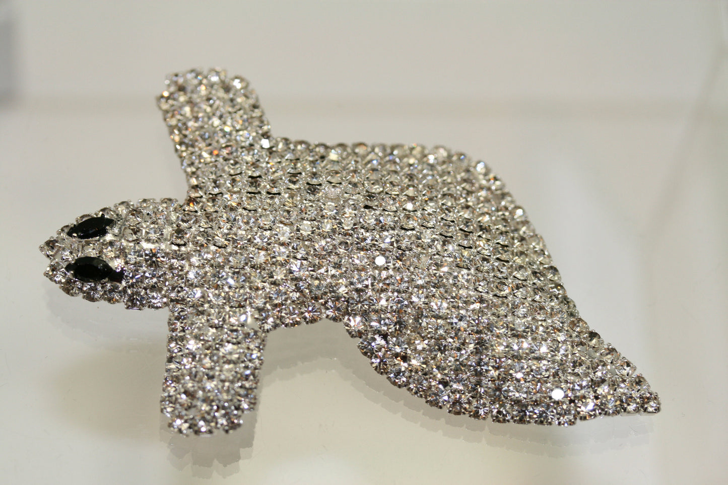 Vintage Jewelry Giant Adorable Rhinestone Spooky Flying Ghost Halloween Pin Brooch