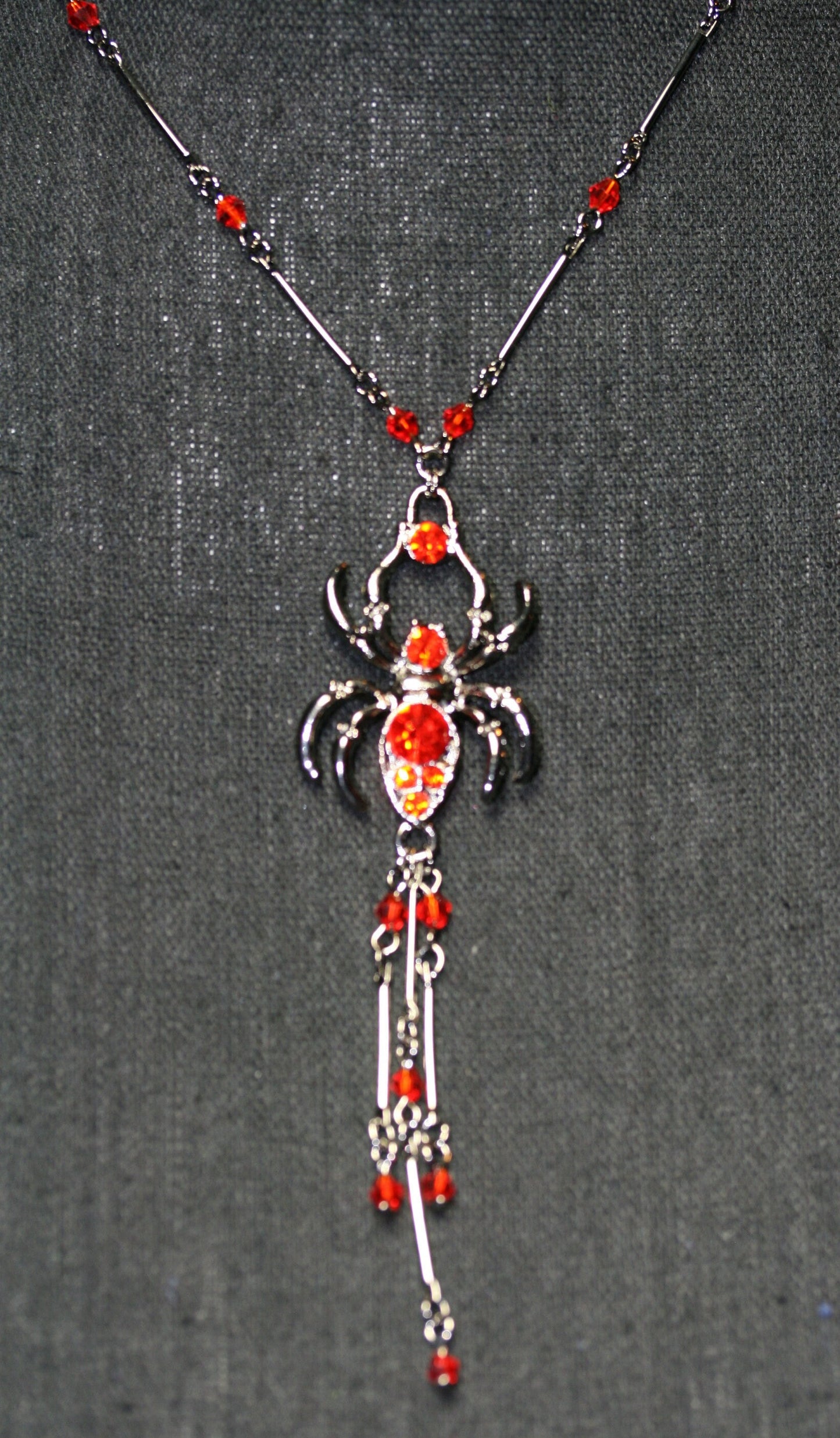 Halloween Spider Necklace Big Black Orange Crystal Spider Pendant Halloween Party Costume Accessories Necklace