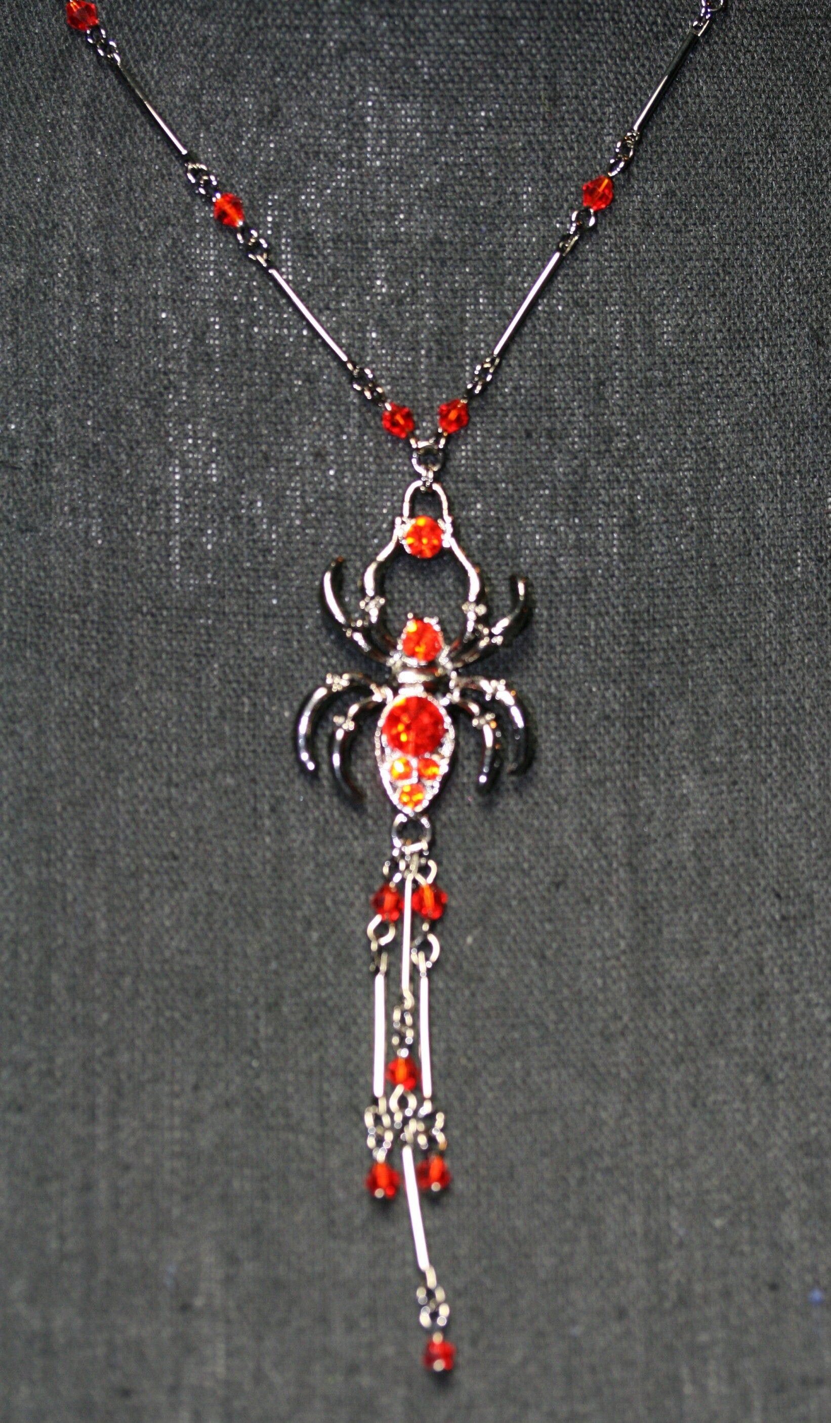 Halloween Spider Necklace Big Black Orange Crystal Spider Pendant Halloween Party Costume Accessories Necklace