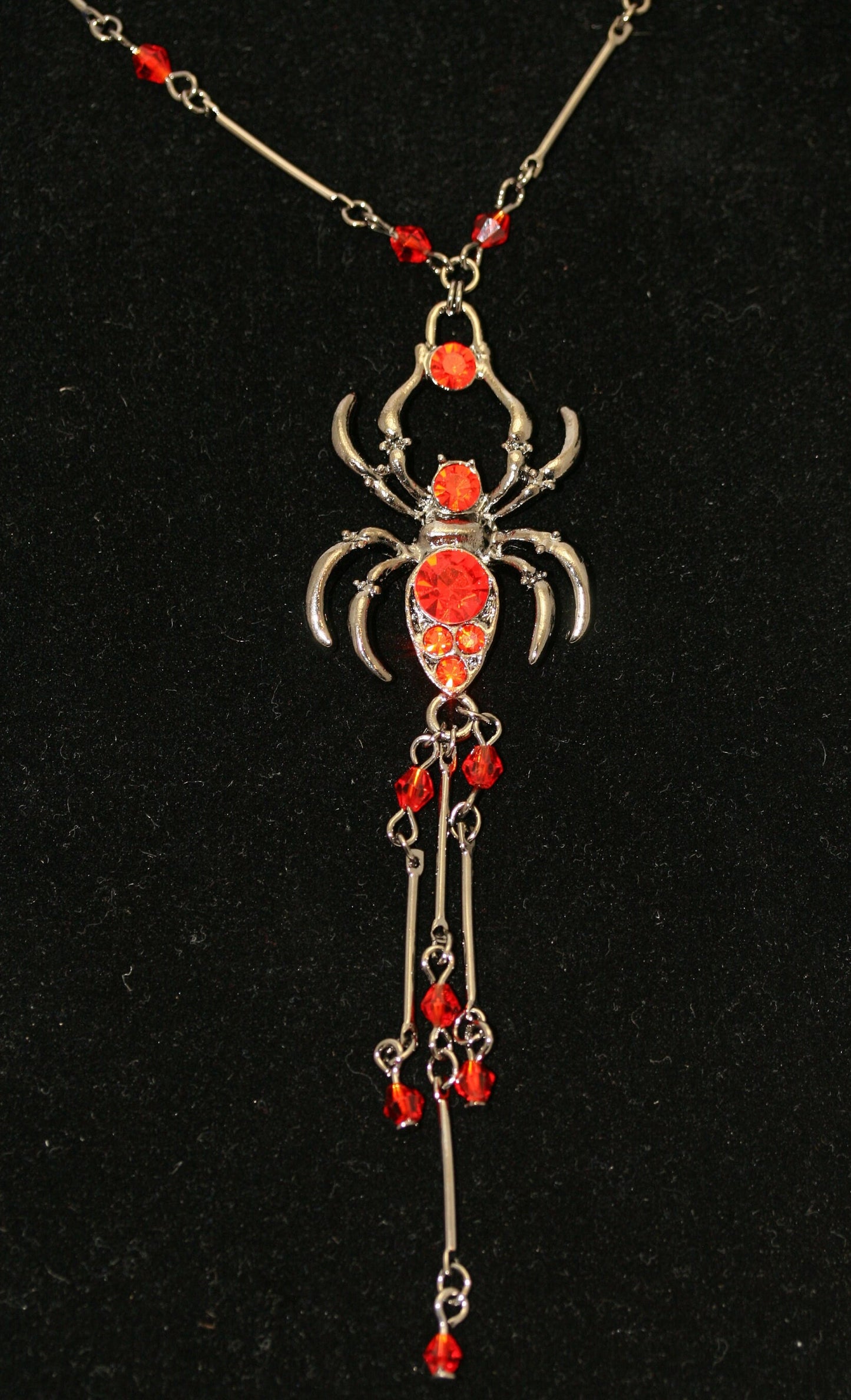 Halloween Spider Necklace Big Black Orange Crystal Spider Pendant Halloween Party Costume Accessories Necklace