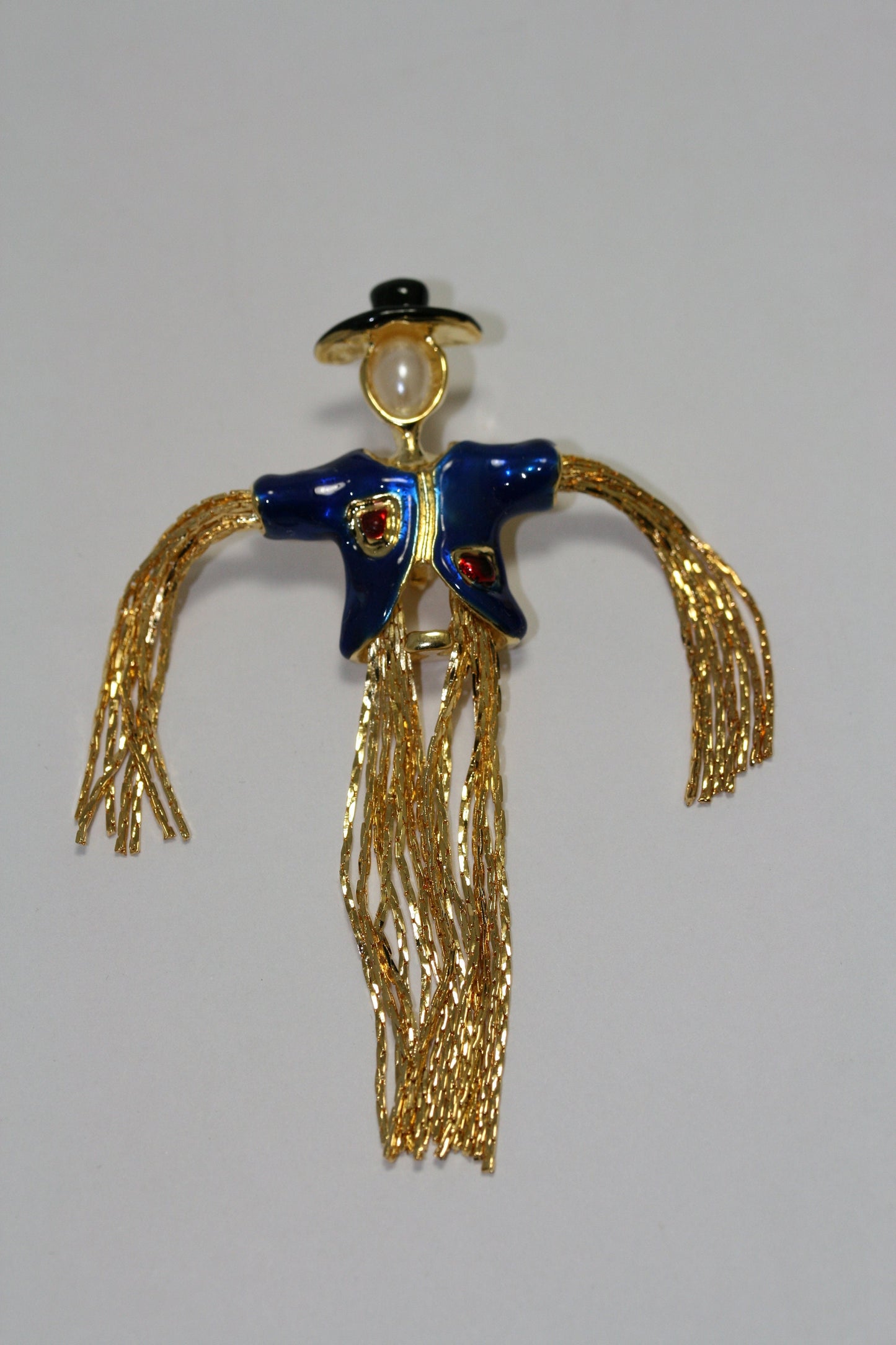 Moves Halloween Scarecrow With Pearl Pin Brooch