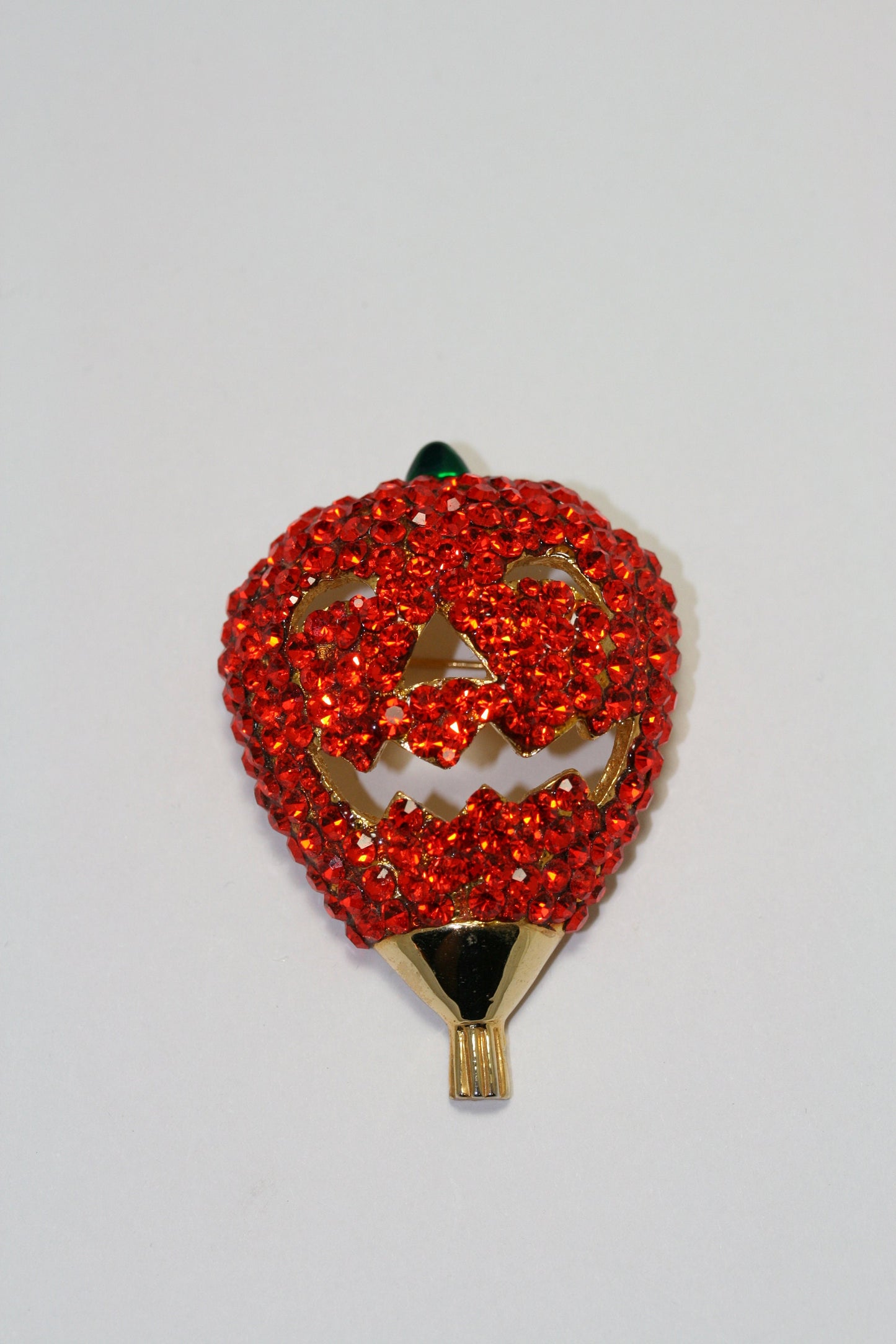 Rhinestone Orange Crystal Pumpkin Halloween Brooch Pin