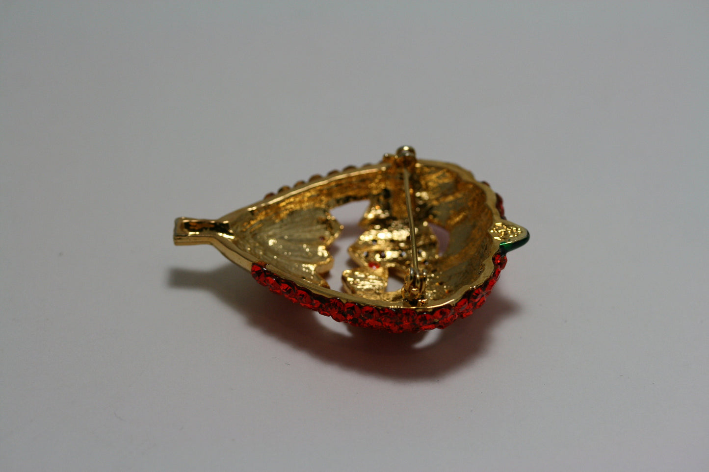 Rhinestone Orange Crystal Pumpkin Halloween Brooch Pin