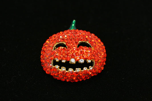 Halloween Brooch Orange Rhinestone Pumpkin Shape Festive Brooches Pin, Halloween Pumpkin Fashion Jewelry