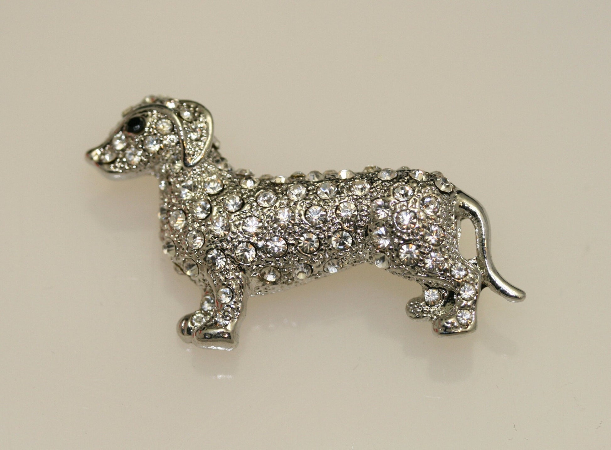 Rhinestone cute dachshund pin, dog pin brooch, rhinestone dog dachshund jewelry