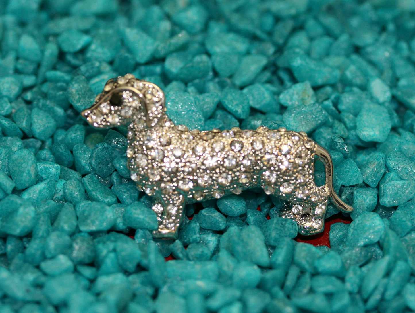 Rhinestone cute dachshund pin, dog pin brooch, rhinestone dog dachshund jewelry