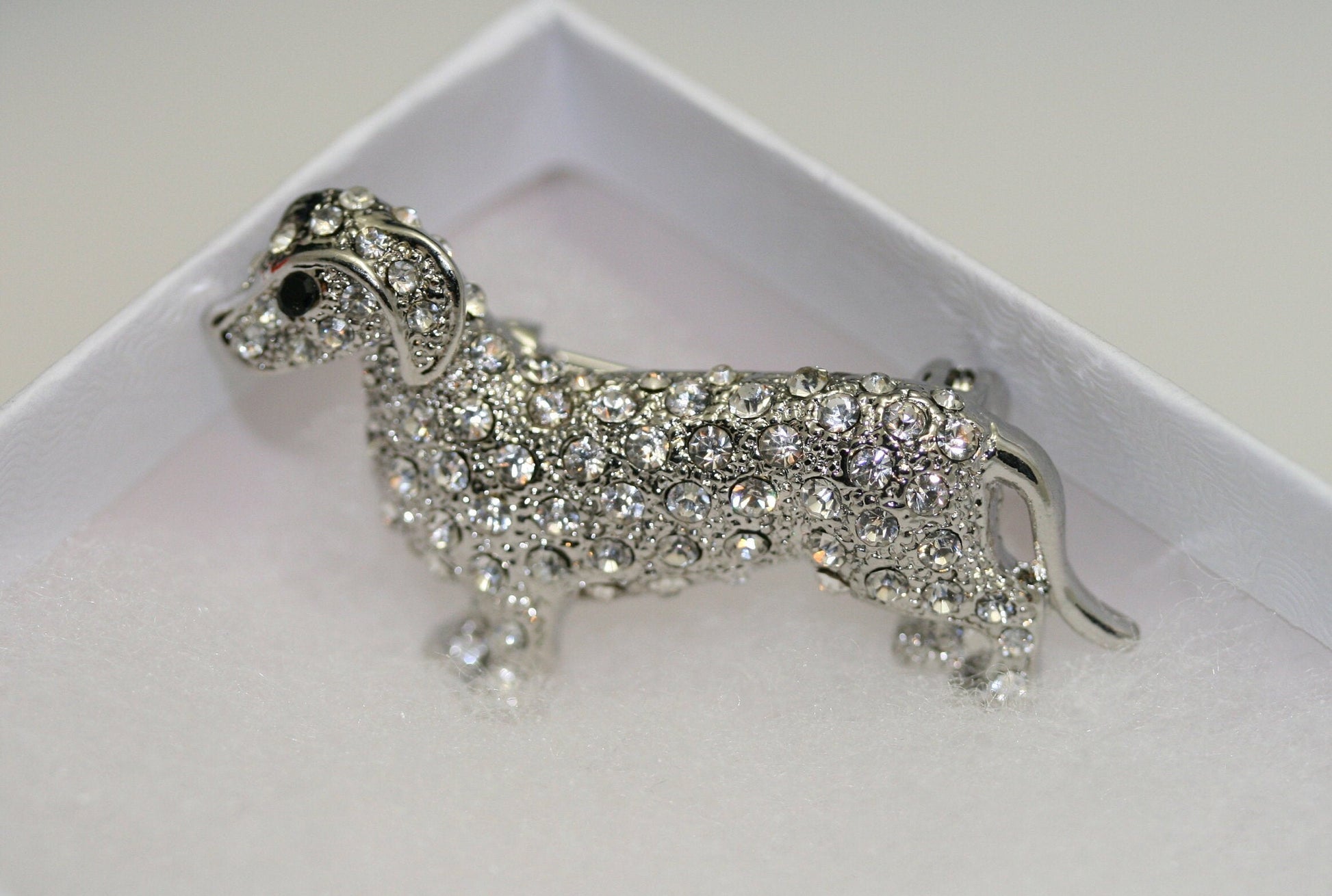 Rhinestone cute dachshund pin, dog pin brooch, rhinestone dog dachshund jewelry
