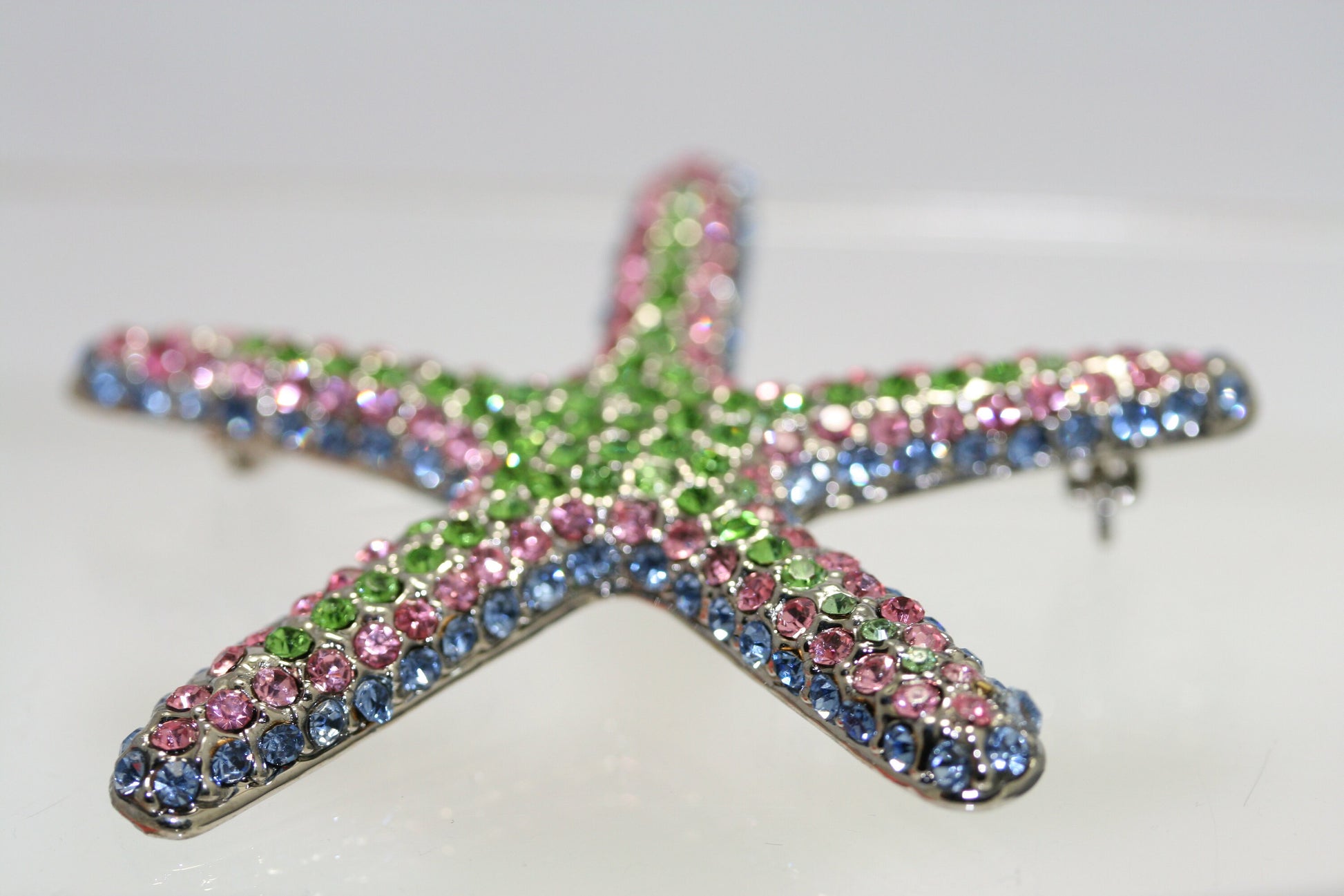 Vintage Rhinestone Silver Sea Star Brooch, Starfish Brooch, Vintage Jewelry, Wedding Brooch