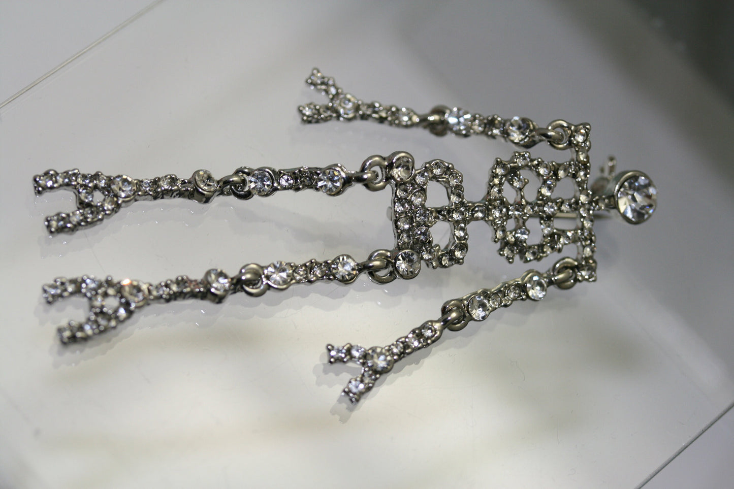 Rhinestone Halloween Skeleton Pin Brooch