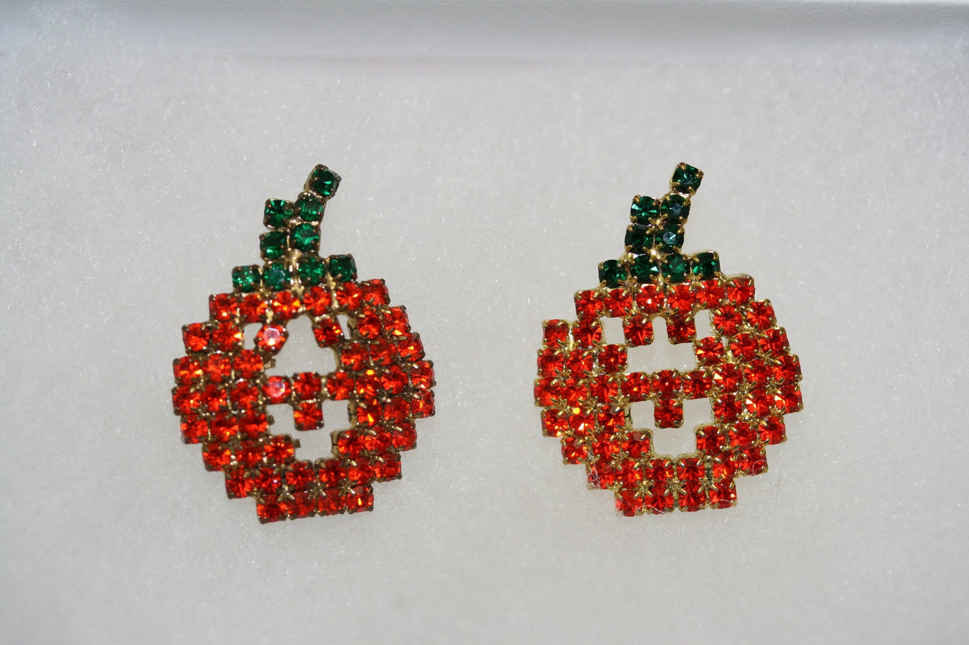 Vintage Halloween Pumpkin Earrings Full Crystal Stud for Girls Fashion Rhinestone