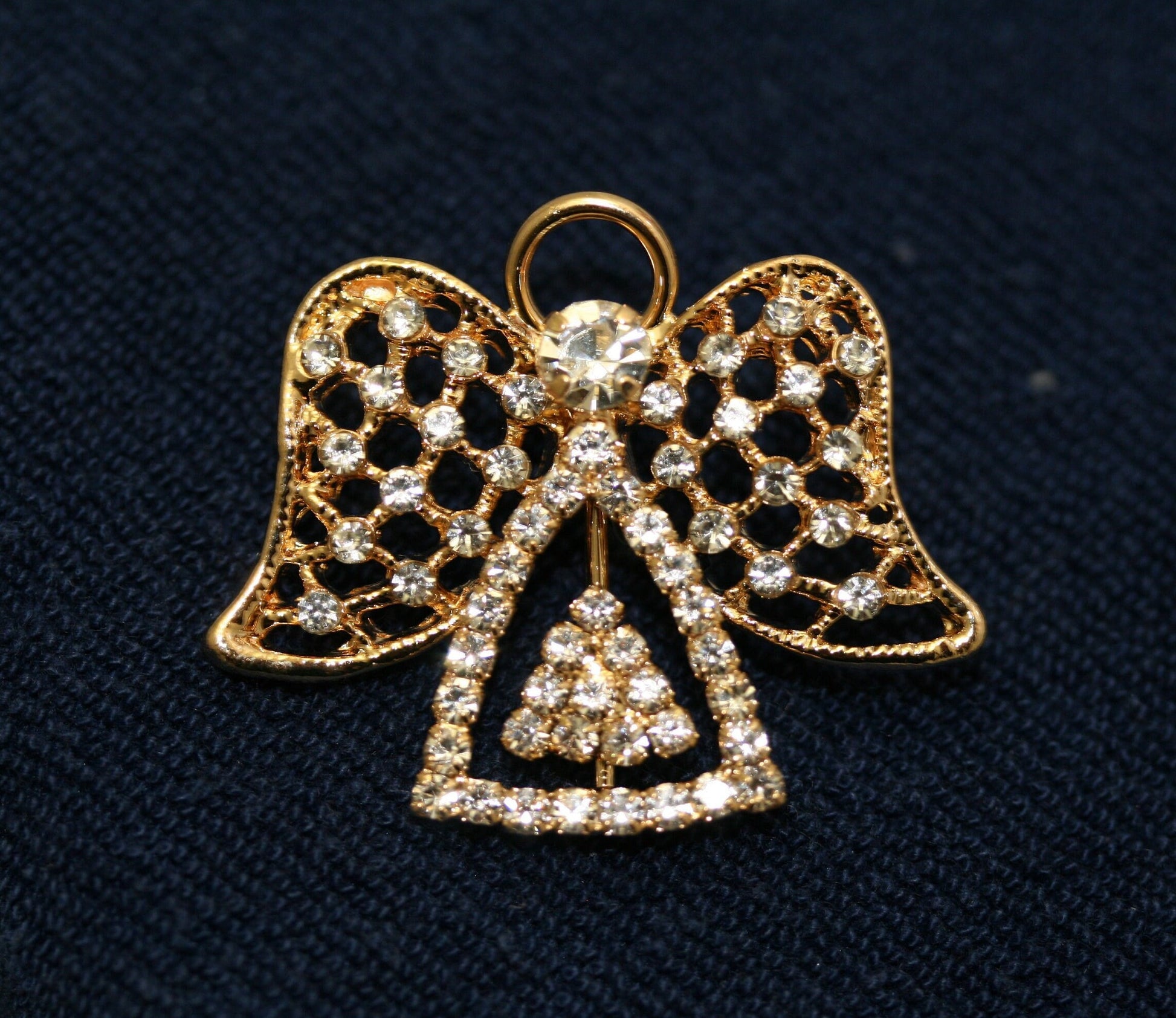 Vintage rhinestone angel pin brooch, heavenly angel pin, Christmas Jewelry, angel jewelry