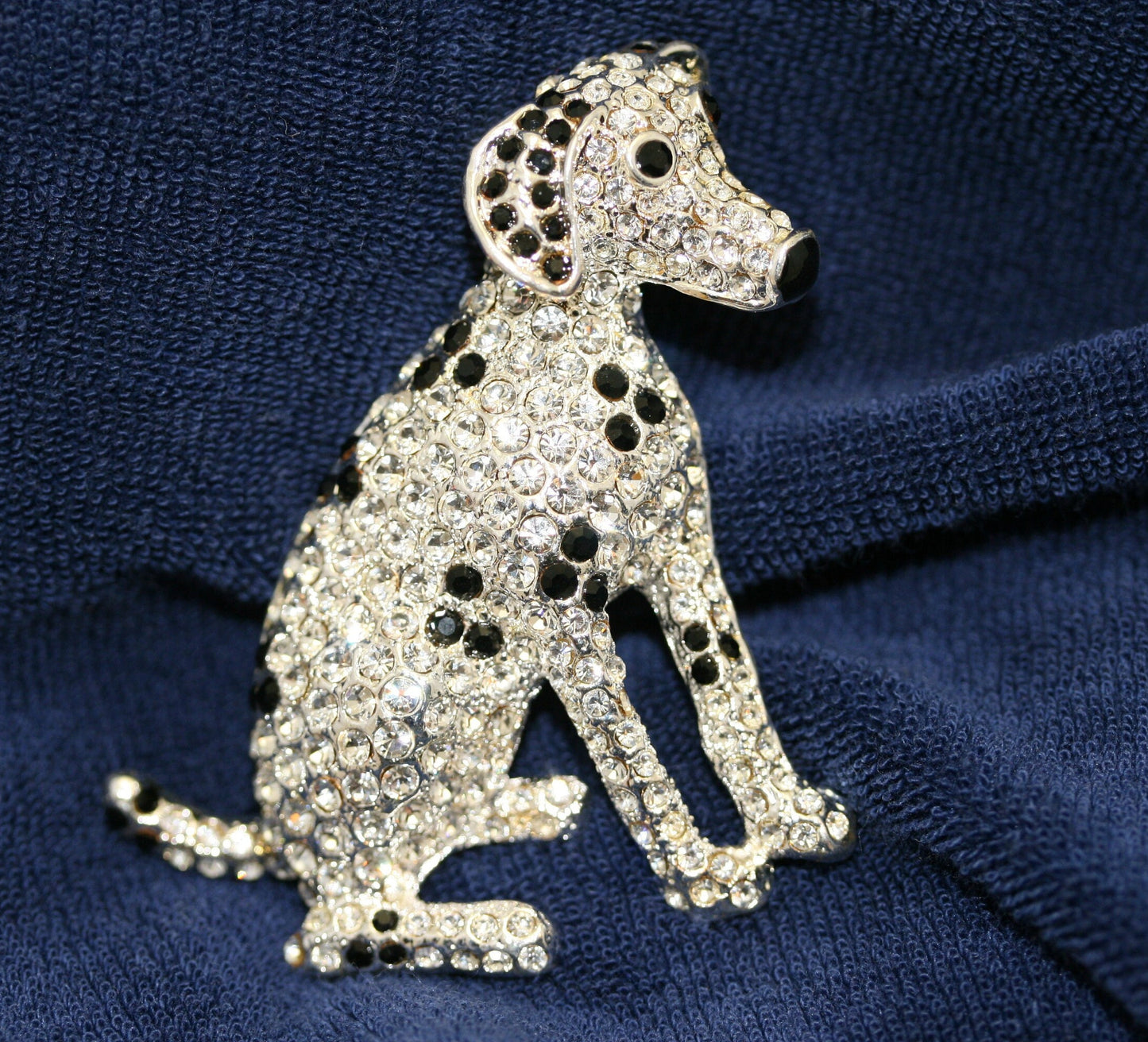 Rhinestone Dalmatian Dog Crystal Pin Brooch