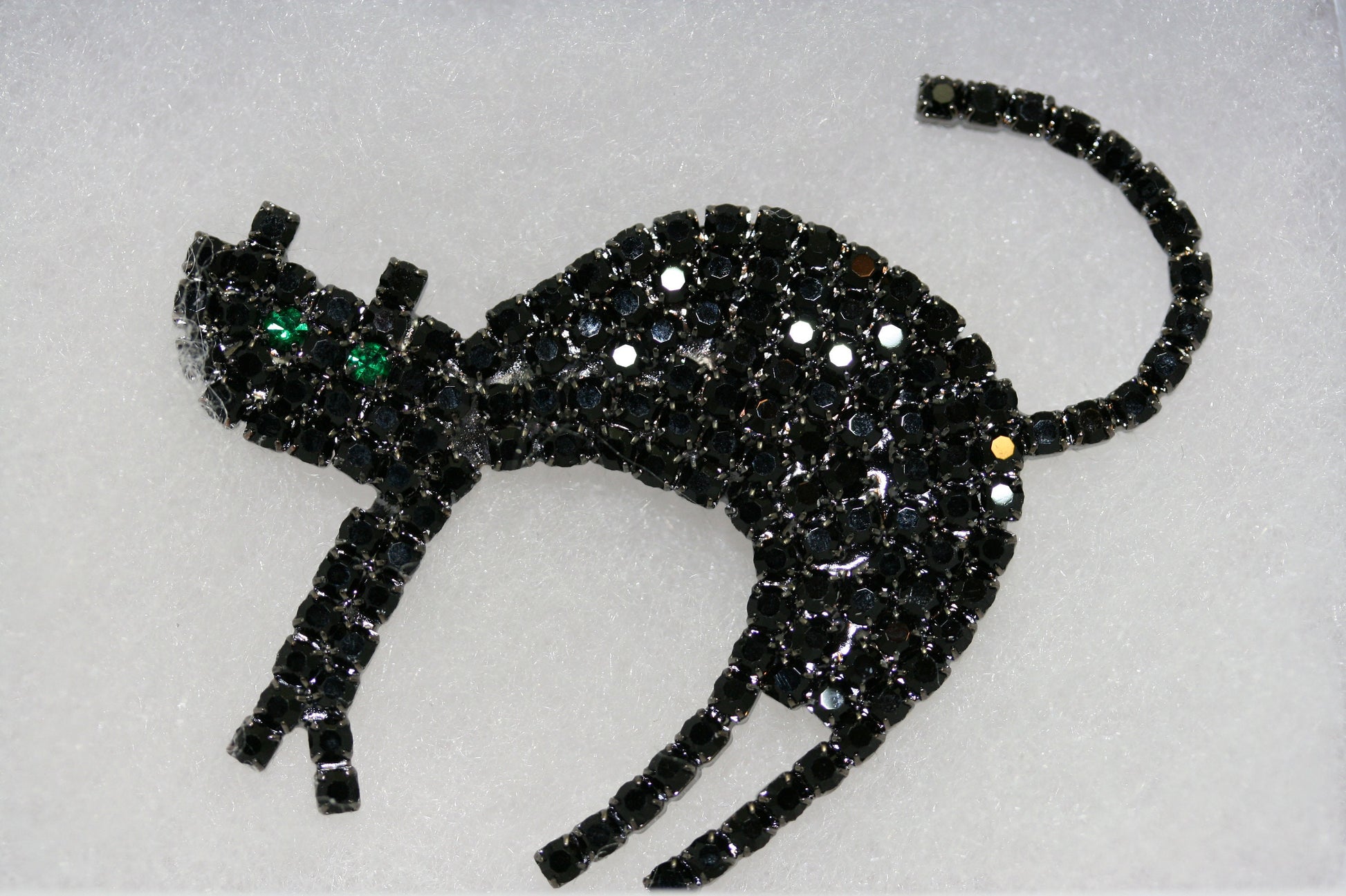 Black Cat Pin, Rhinestone Halloween Black Spooky Cat Brooch Pin, Crystal Black Cat Brooch