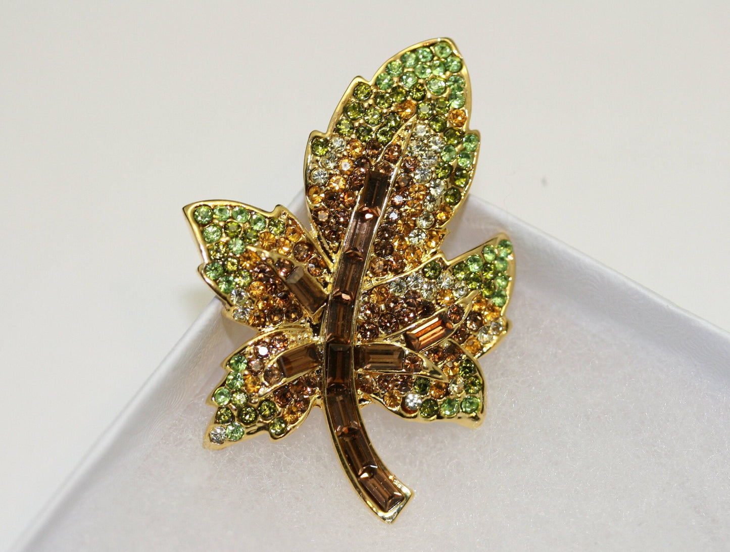 Vintage Rhinestone Maple Leaf Brooch Canadian Maple Pins Fall Jewelry, Crystal Fall Leaf Brooch