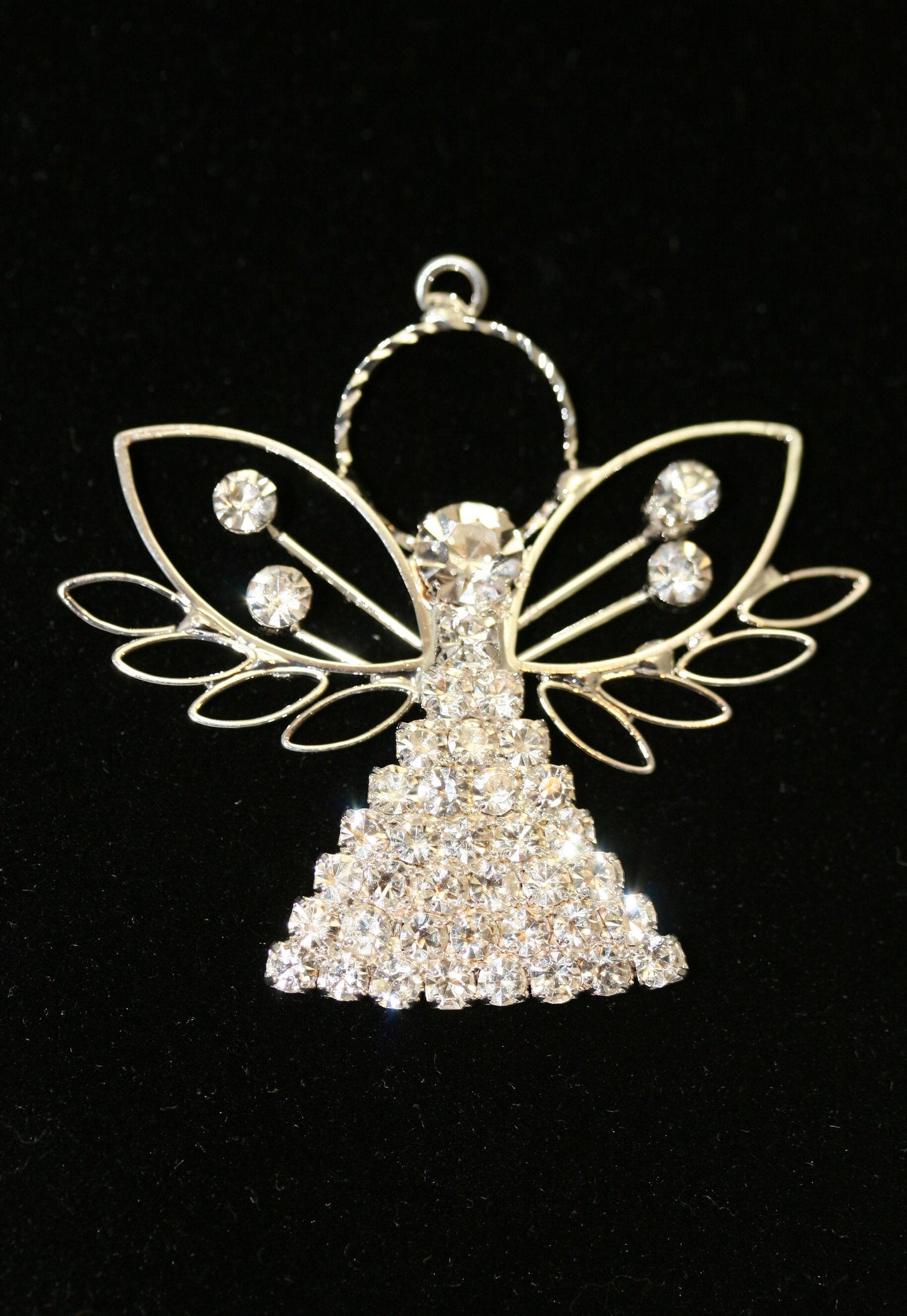 Silver Clear Rhinestone Angel Pendant, X-mas, Wedding, Anniversary Gift Deceleration and More