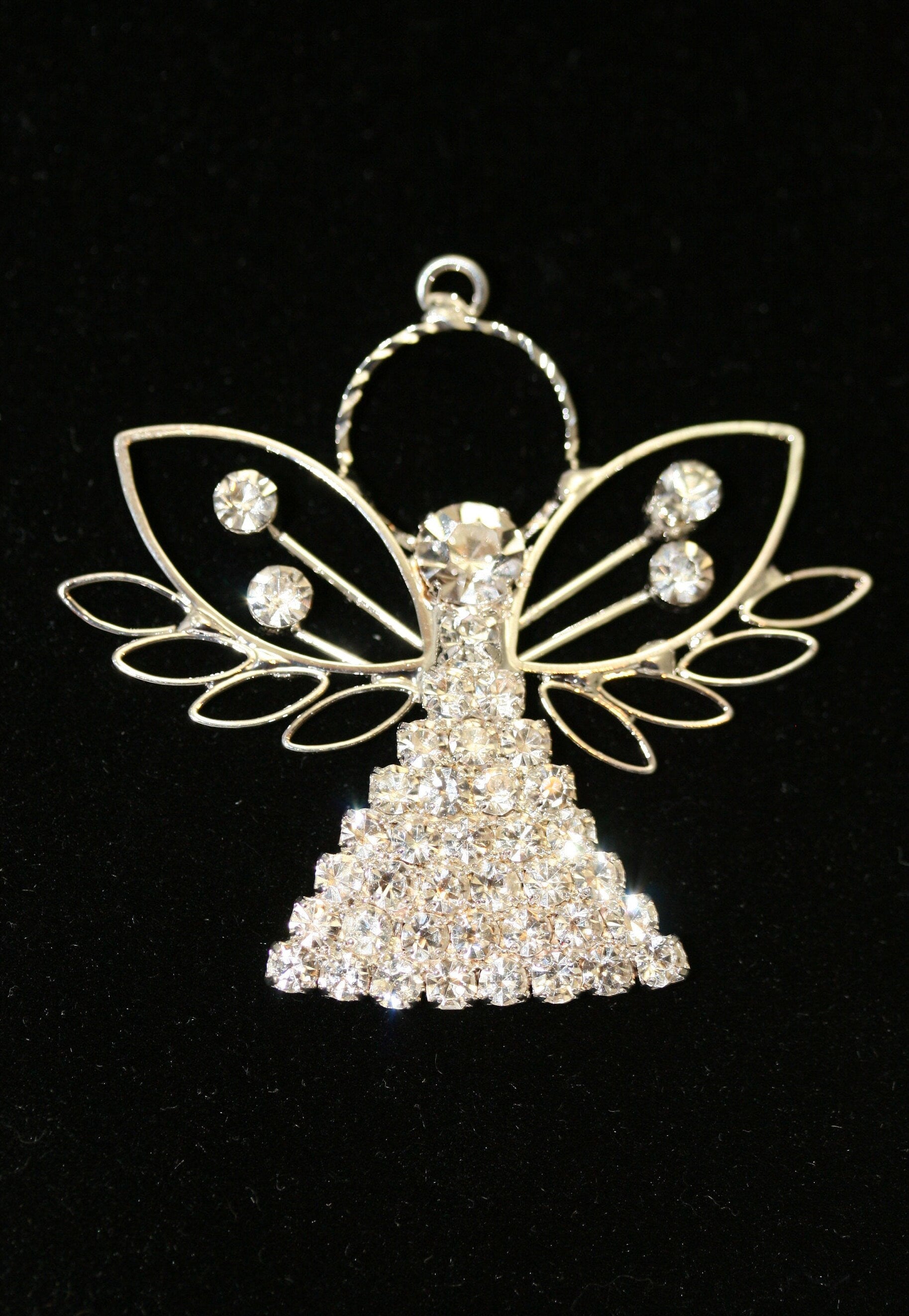 Silver Clear Rhinestone Angel Pendant, X-mas, Wedding, Anniversary Gift Deceleration and More