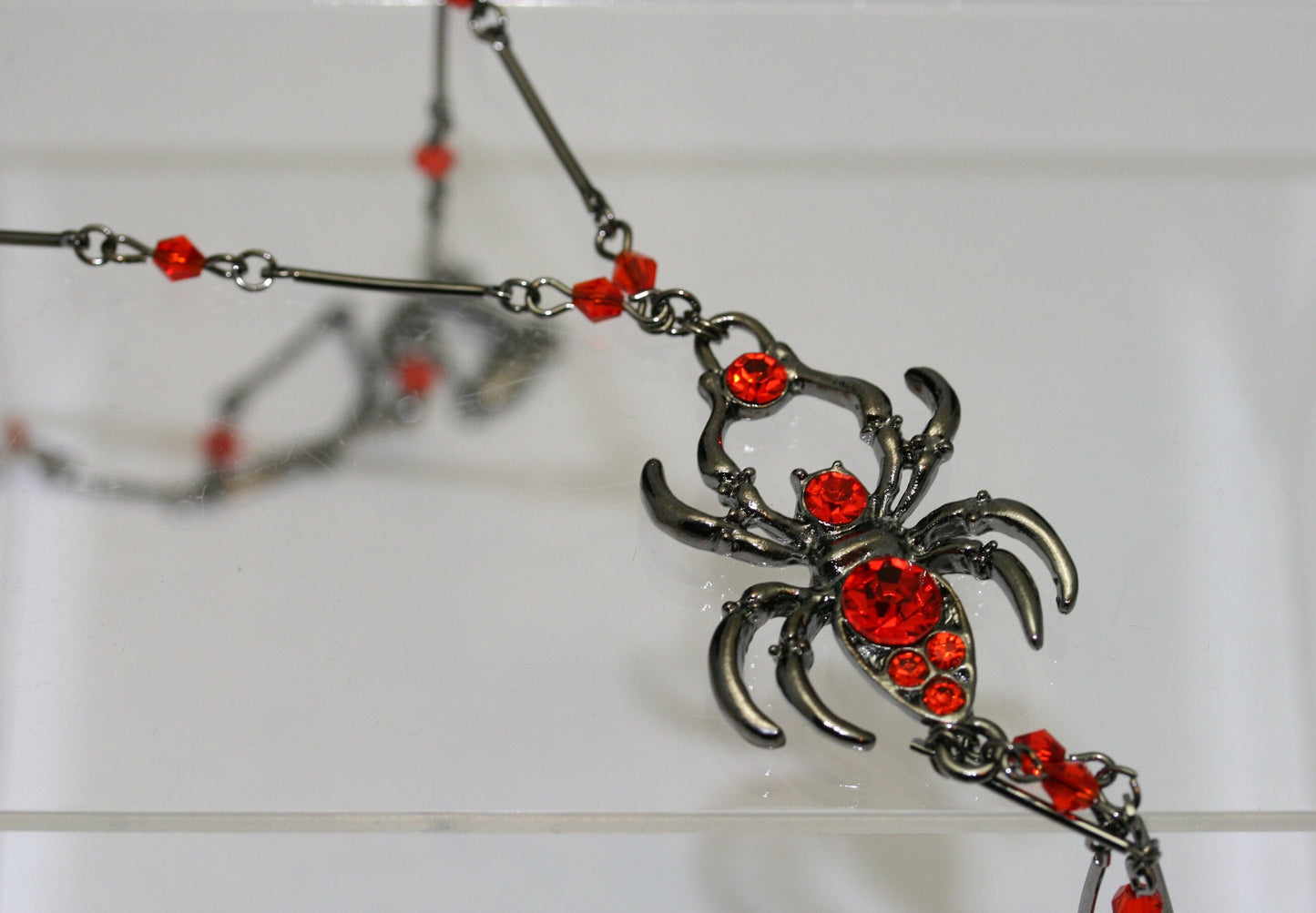 Halloween Spider Necklace Big Black Orange Crystal Spider Pendant Halloween Party Costume Accessories Necklace