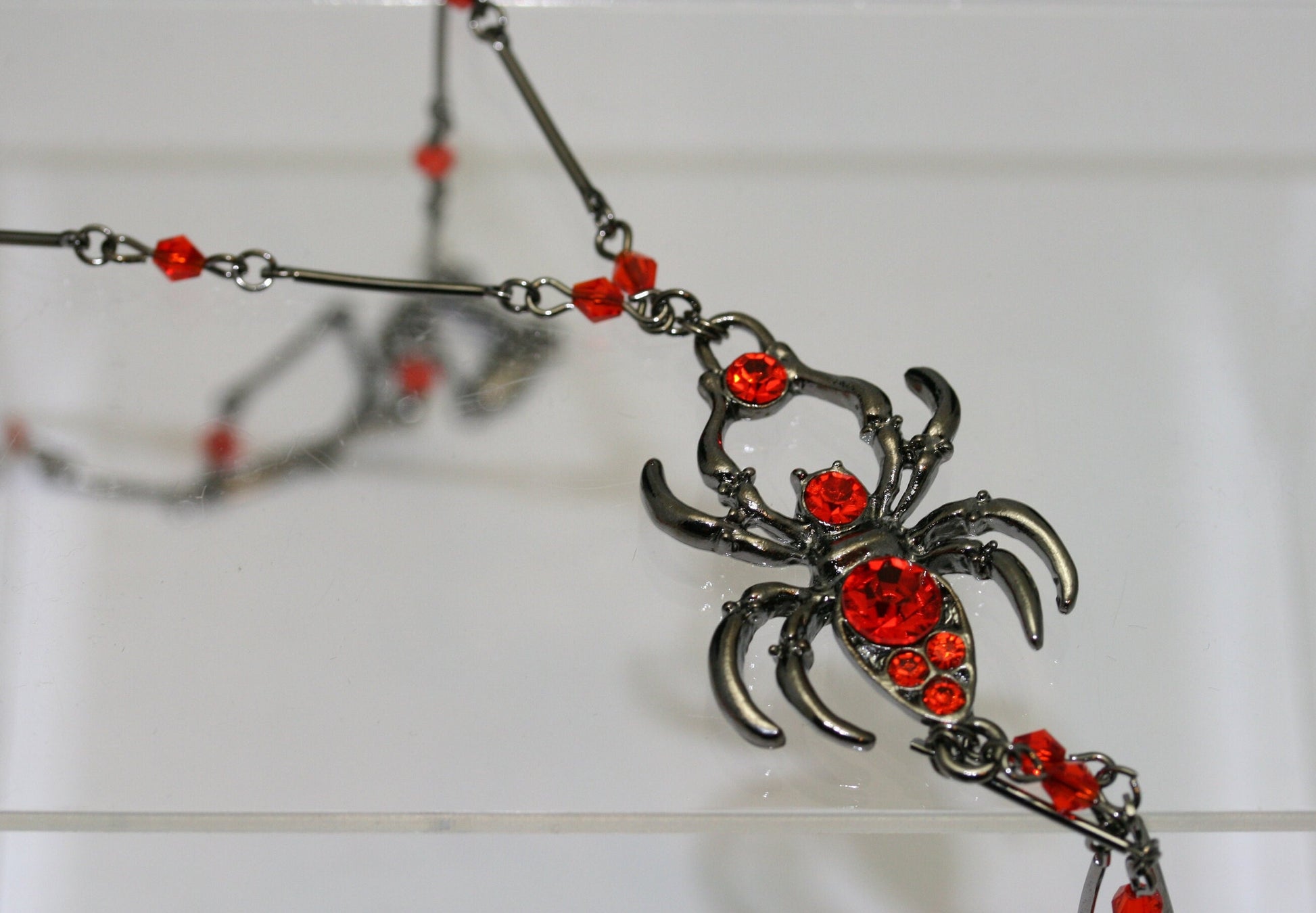 Halloween Spider Necklace Big Black Orange Crystal Spider Pendant Halloween Party Costume Accessories Necklace