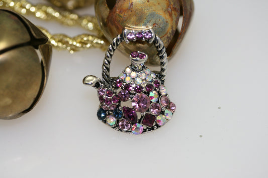 Rhinestone Teapot Brooches For Women Vintage Creative Design Pin Available Fashion Jewelry