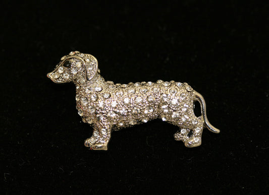 Rhinestone cute dachshund pin, dog pin brooch, rhinestone dog dachshund jewelry
