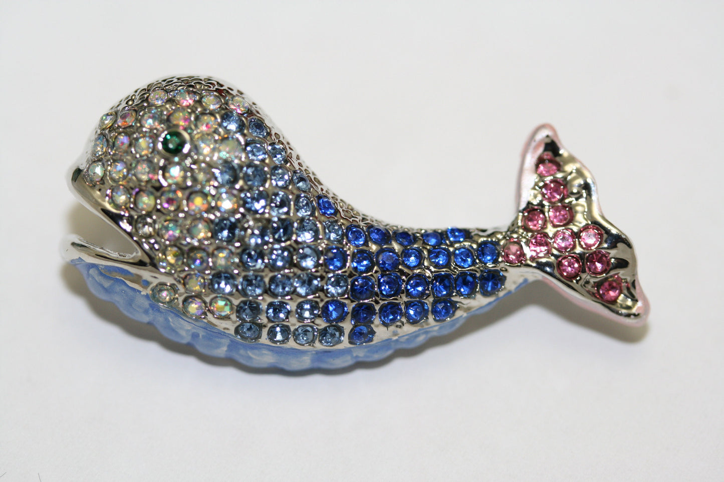 Sapphire Blue Rhinestone Whale Pin Ocean Wild Animal Pin Brooch, Crystal Whale Brooch