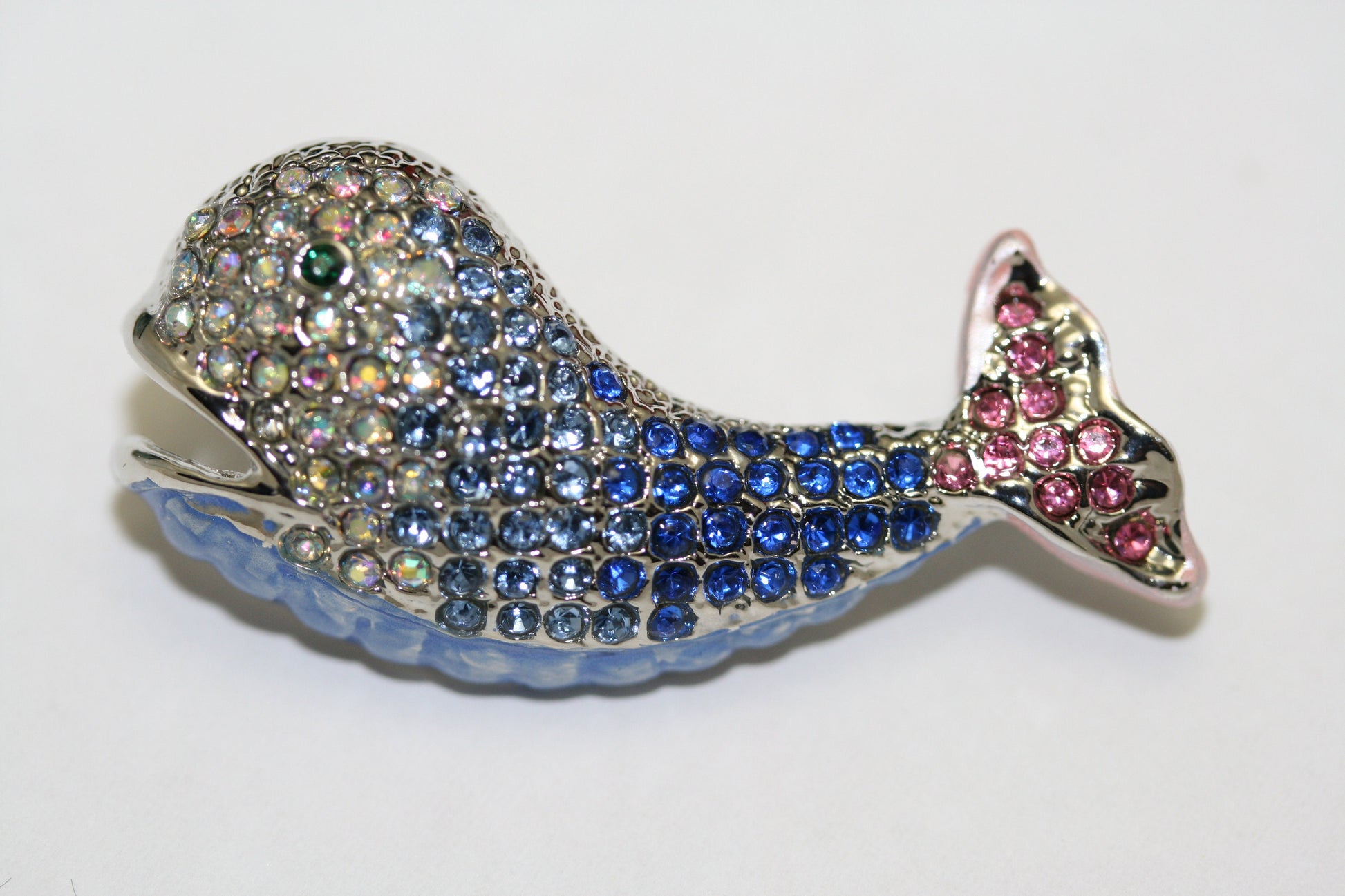 Sapphire Blue Rhinestone Whale Pin Ocean Wild Animal Pin Brooch, Crystal Whale Brooch
