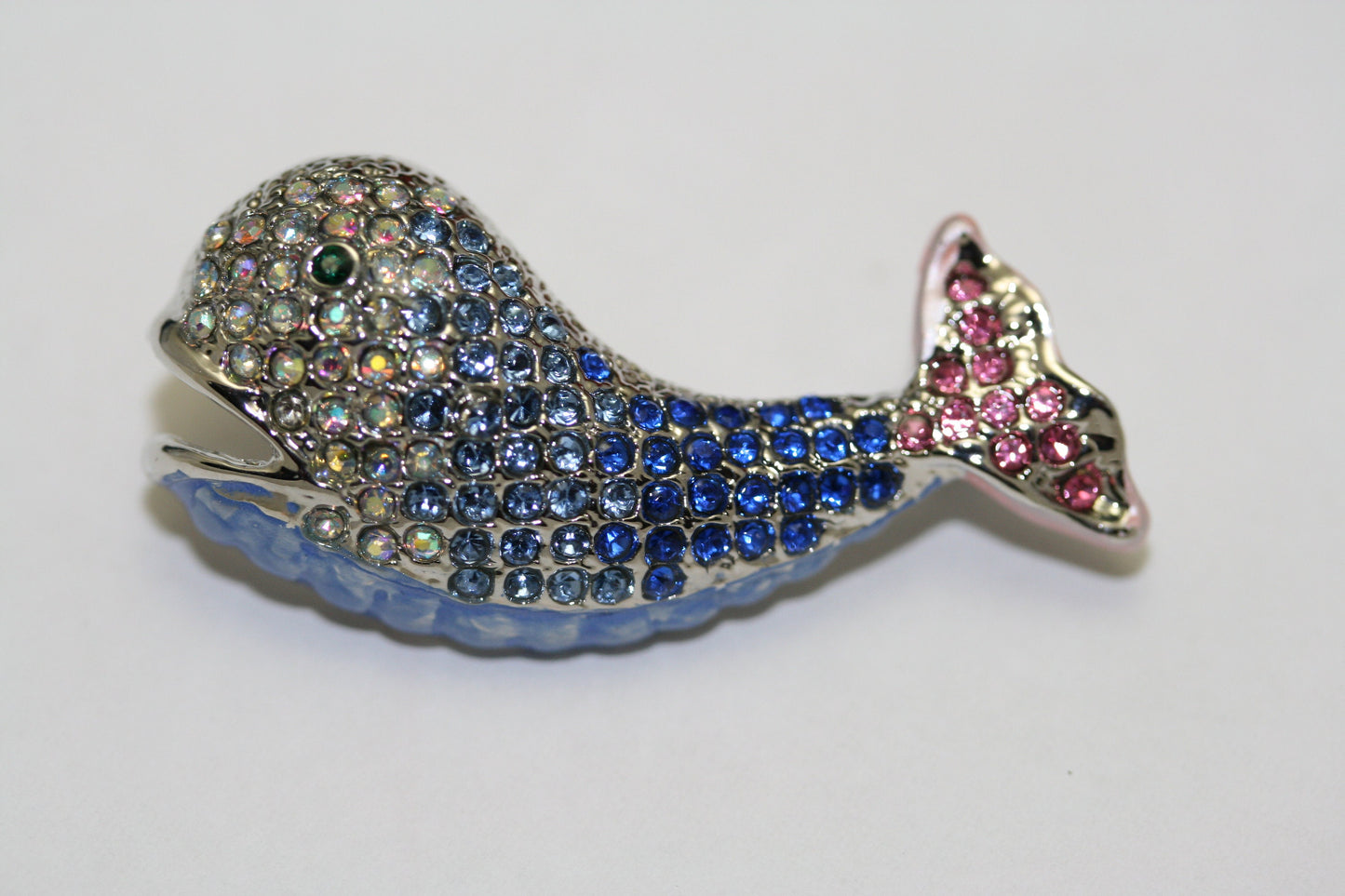 Sapphire Blue Rhinestone Whale Pin Ocean Wild Animal Pin Brooch, Crystal Whale Brooch