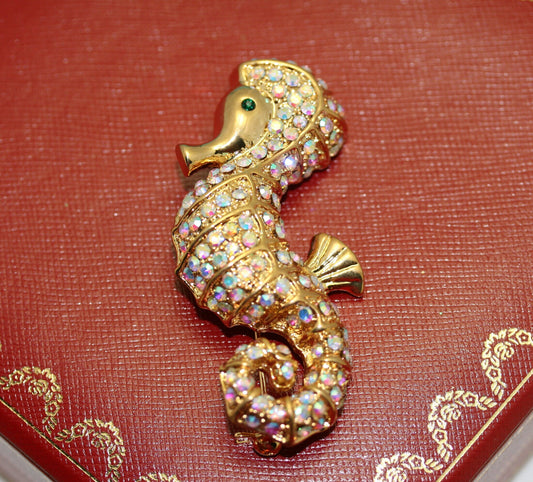 Vintage Seahorse Brooches Crystal Rhinestones Brooch Pin Jewelry Accessories