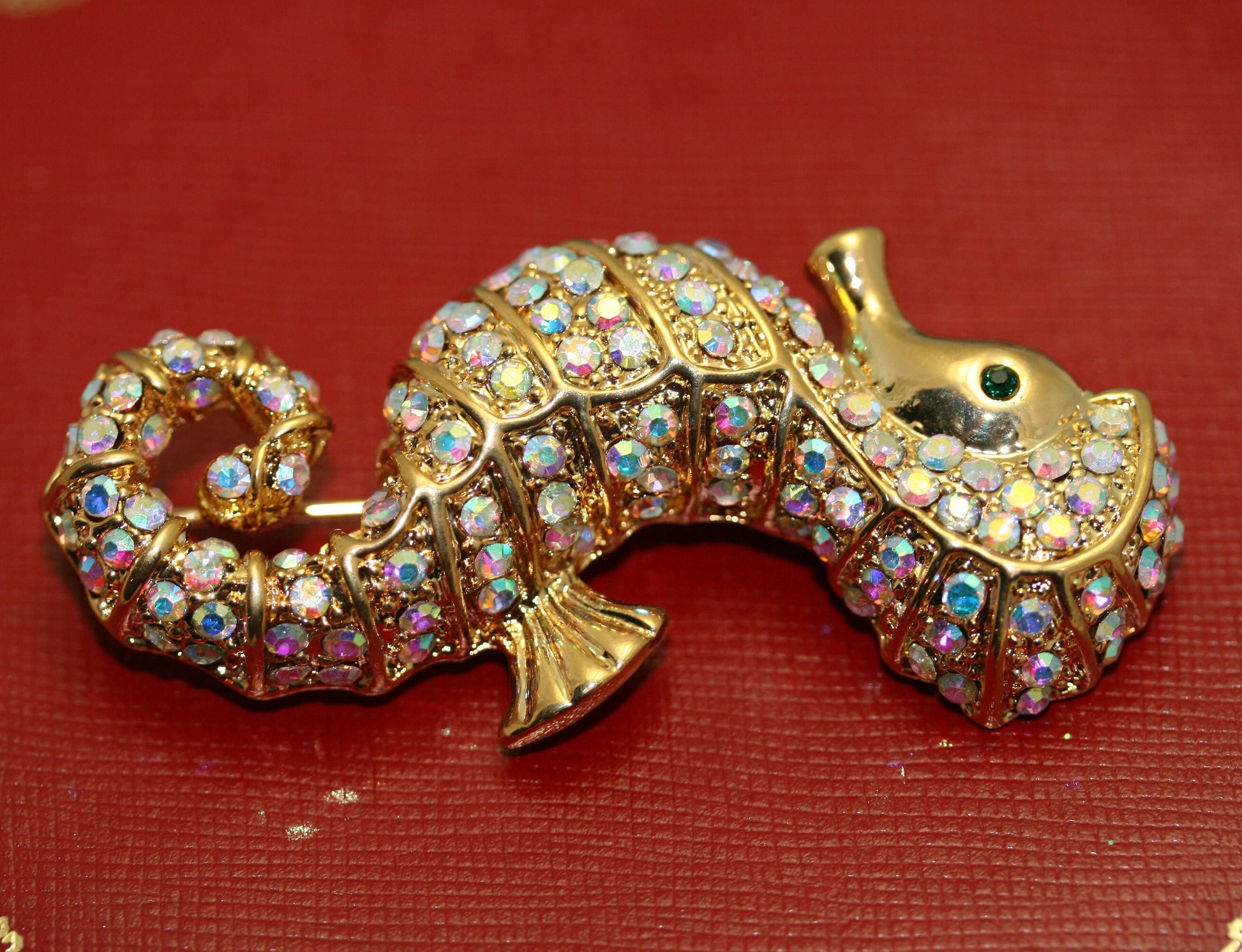 Vintage Seahorse Brooches Crystal Rhinestones Brooch Pin Jewelry Accessories