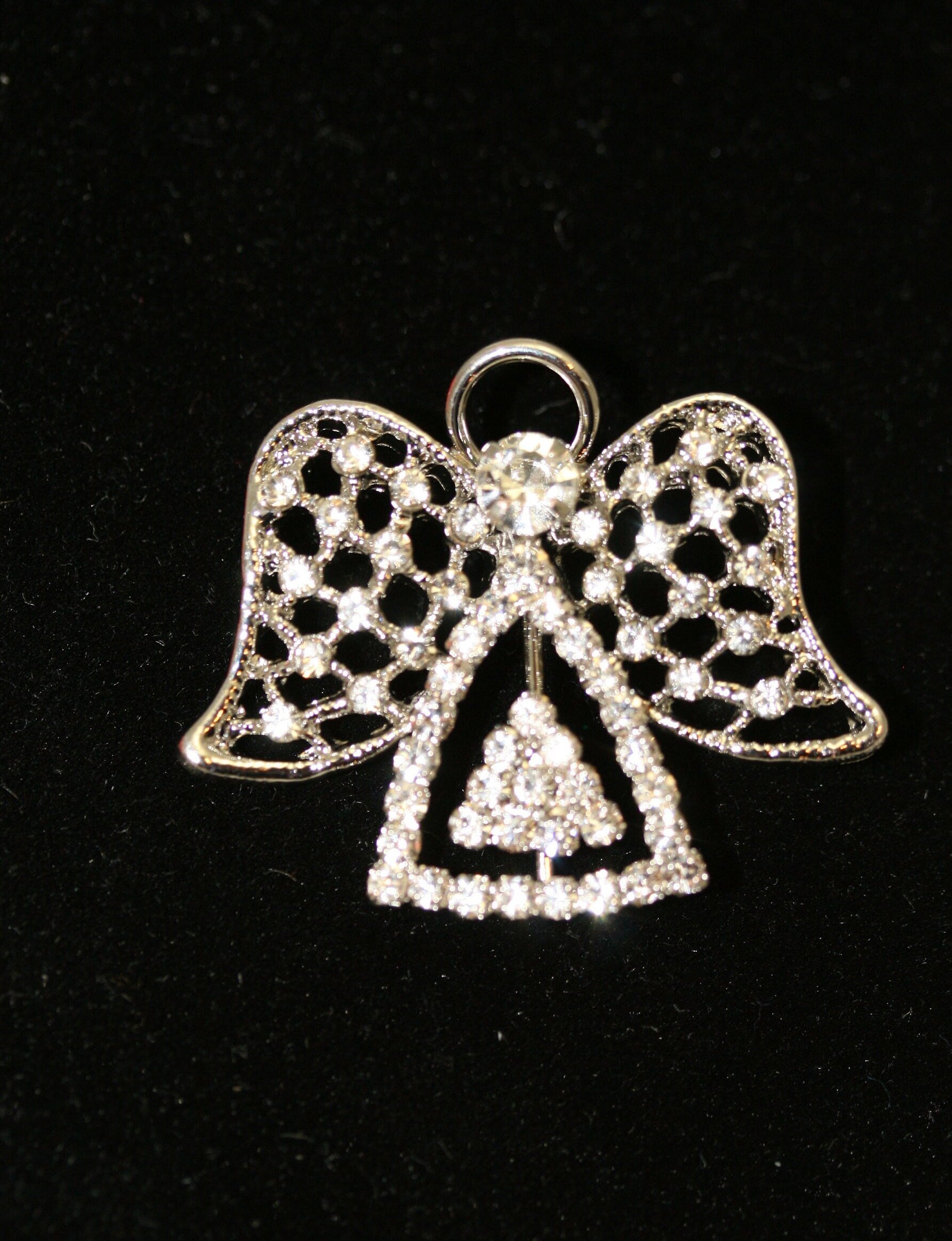 Vintage rhinestone angel pin brooch, heavenly angel pin, Christmas Jewelry, angel jewelry