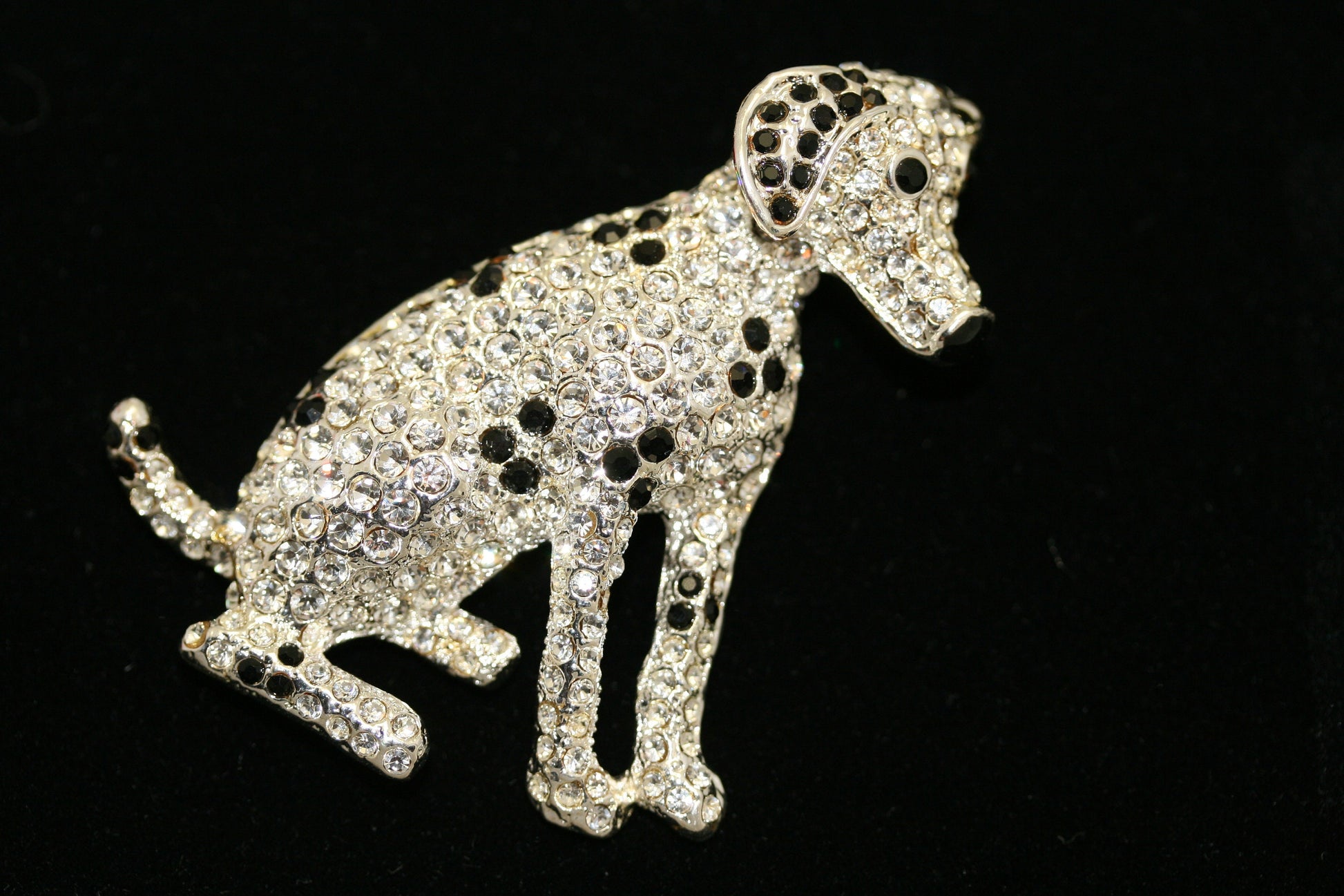 Rhinestone Dalmatian Dog Crystal Pin Brooch