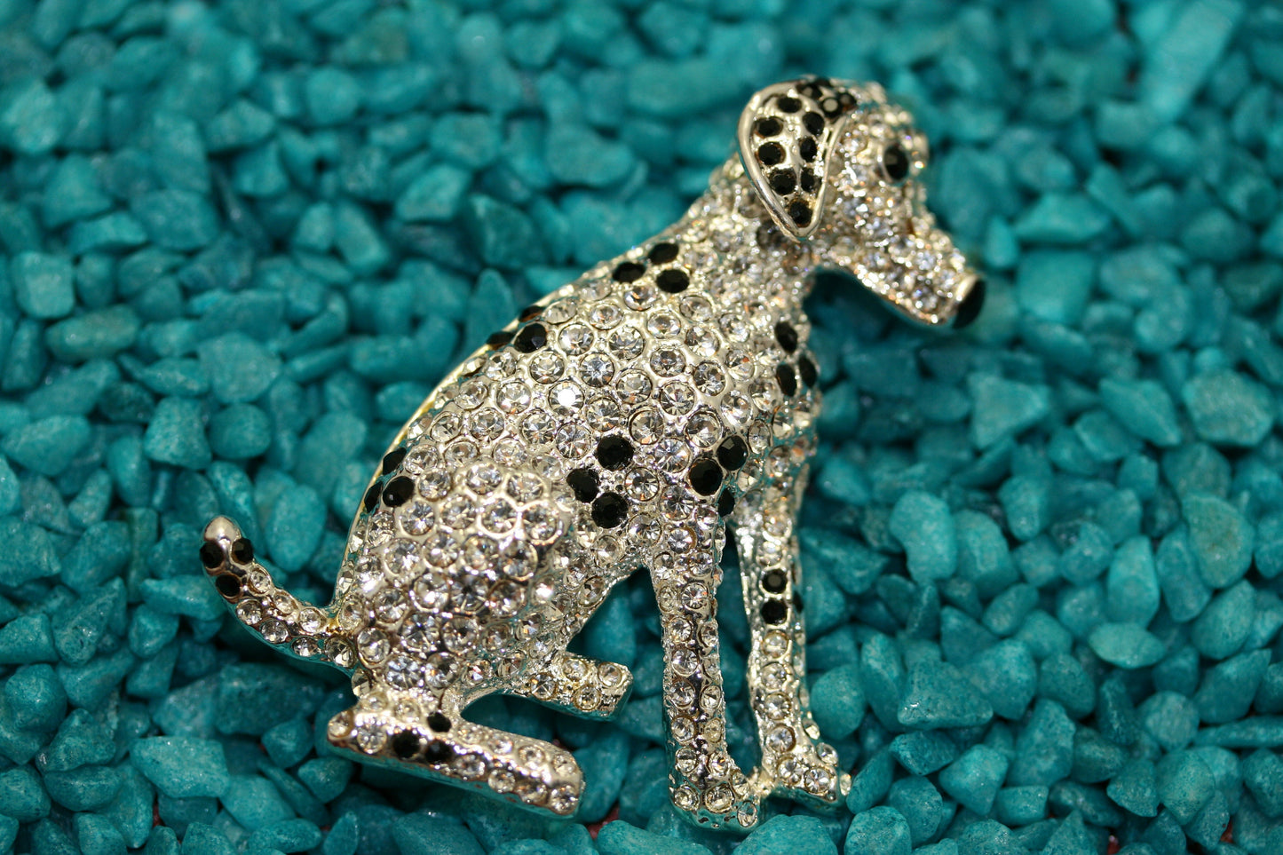 Rhinestone Dalmatian Dog Crystal Pin Brooch