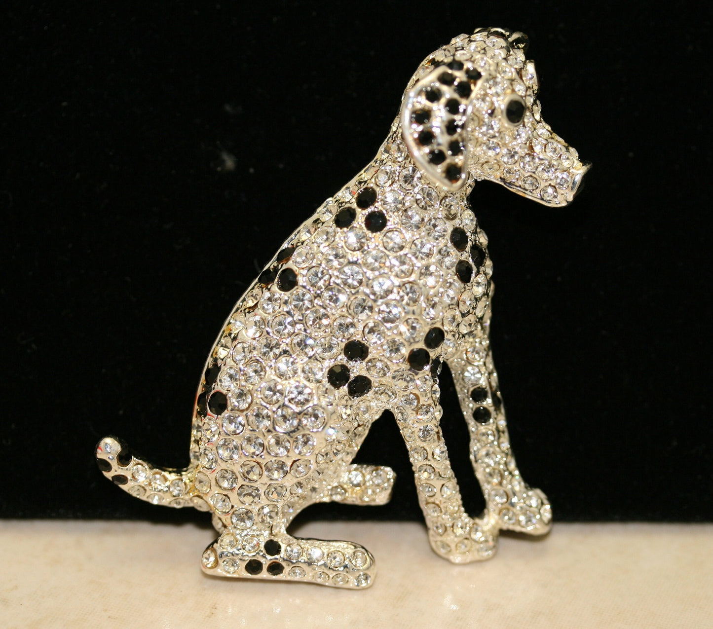 Rhinestone Dalmatian Dog Crystal Pin Brooch