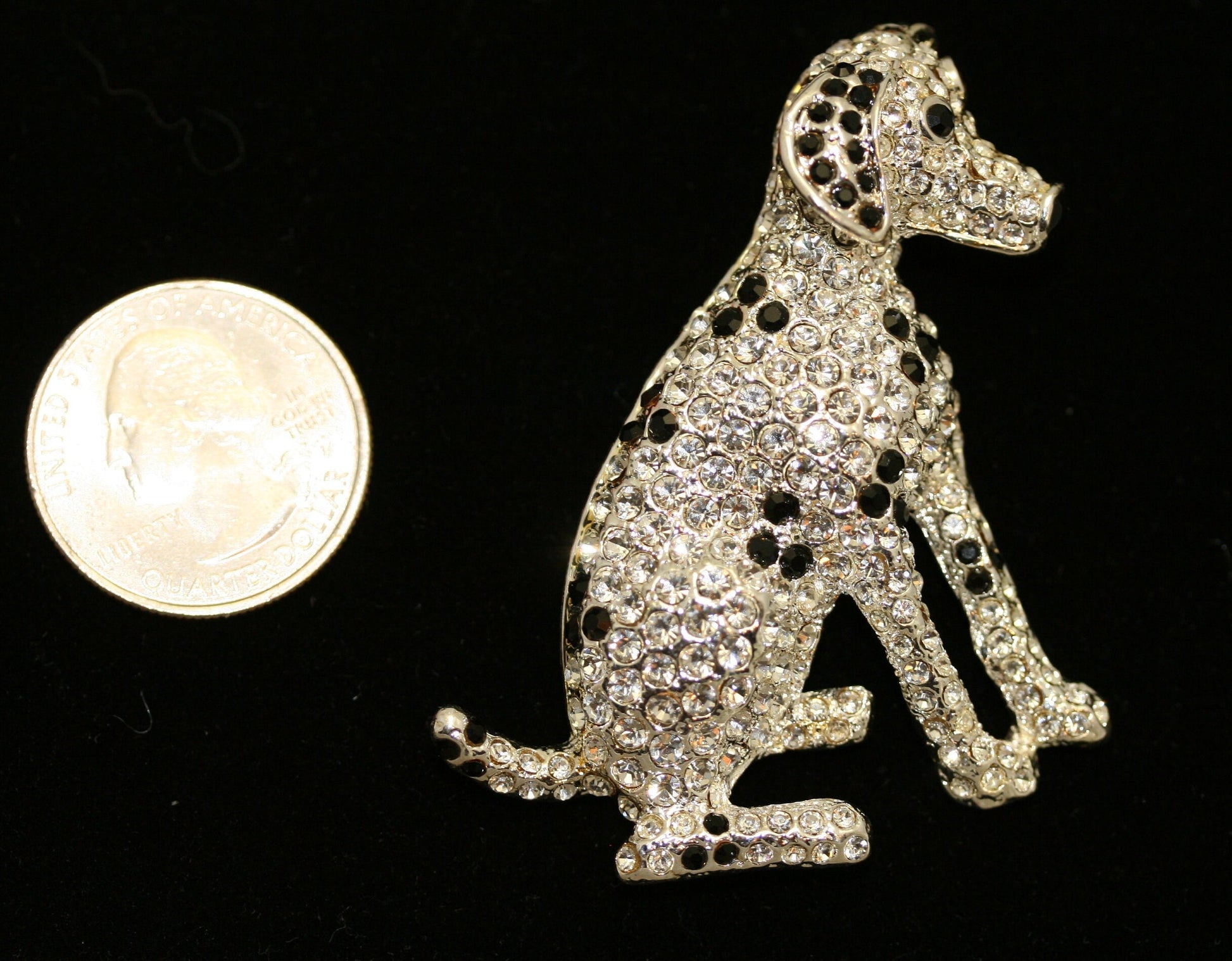 Rhinestone Dalmatian Dog Crystal Pin Brooch