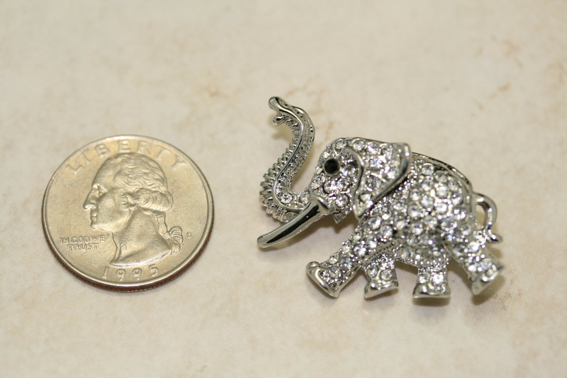 RHINESTONE ELEPHANT BROOCH! Adorable Animal Luck Pin, Crystal Animal Accessory Jewelry