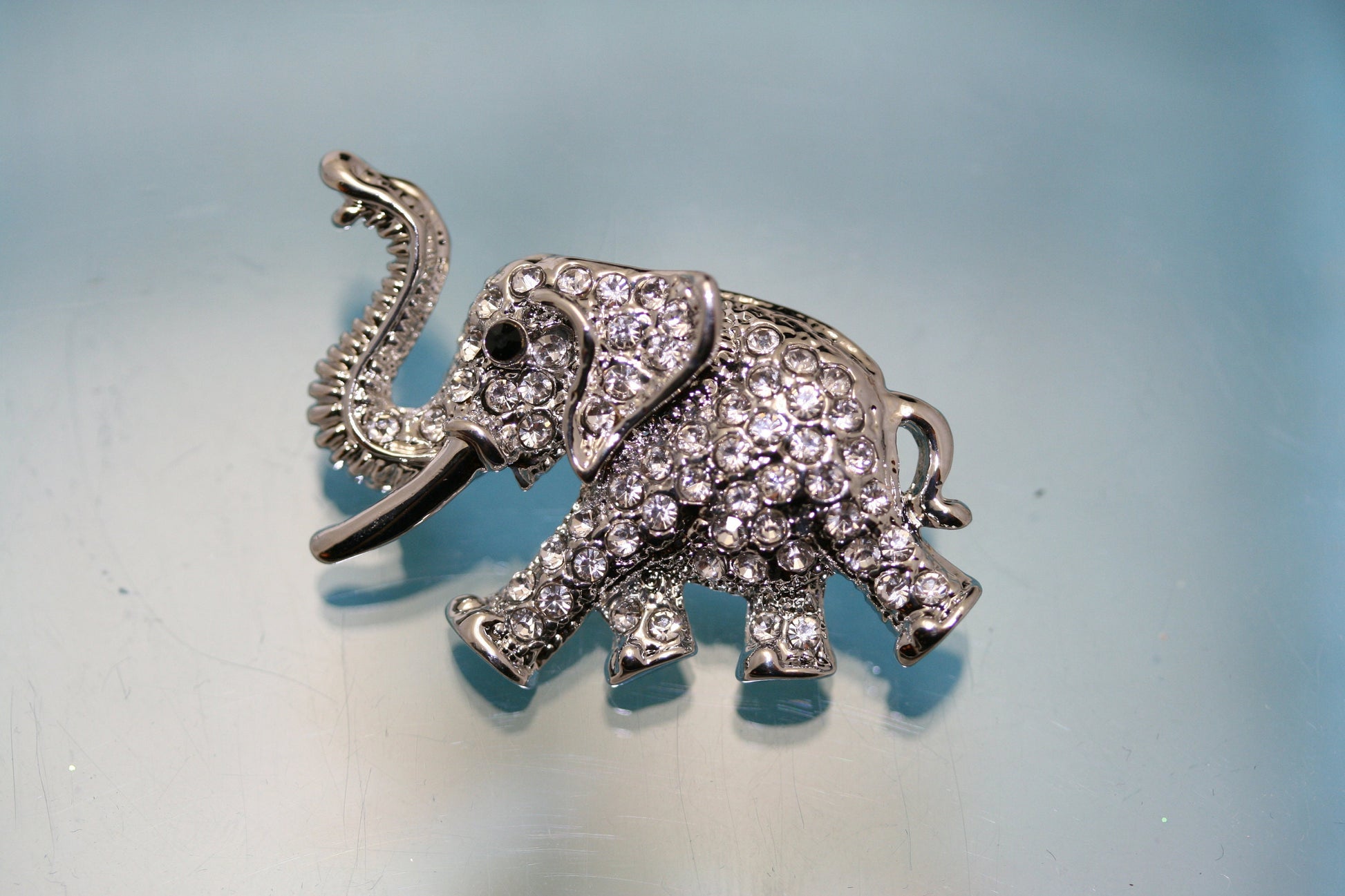 RHINESTONE ELEPHANT BROOCH! Adorable Animal Luck Pin, Crystal Animal Accessory Jewelry