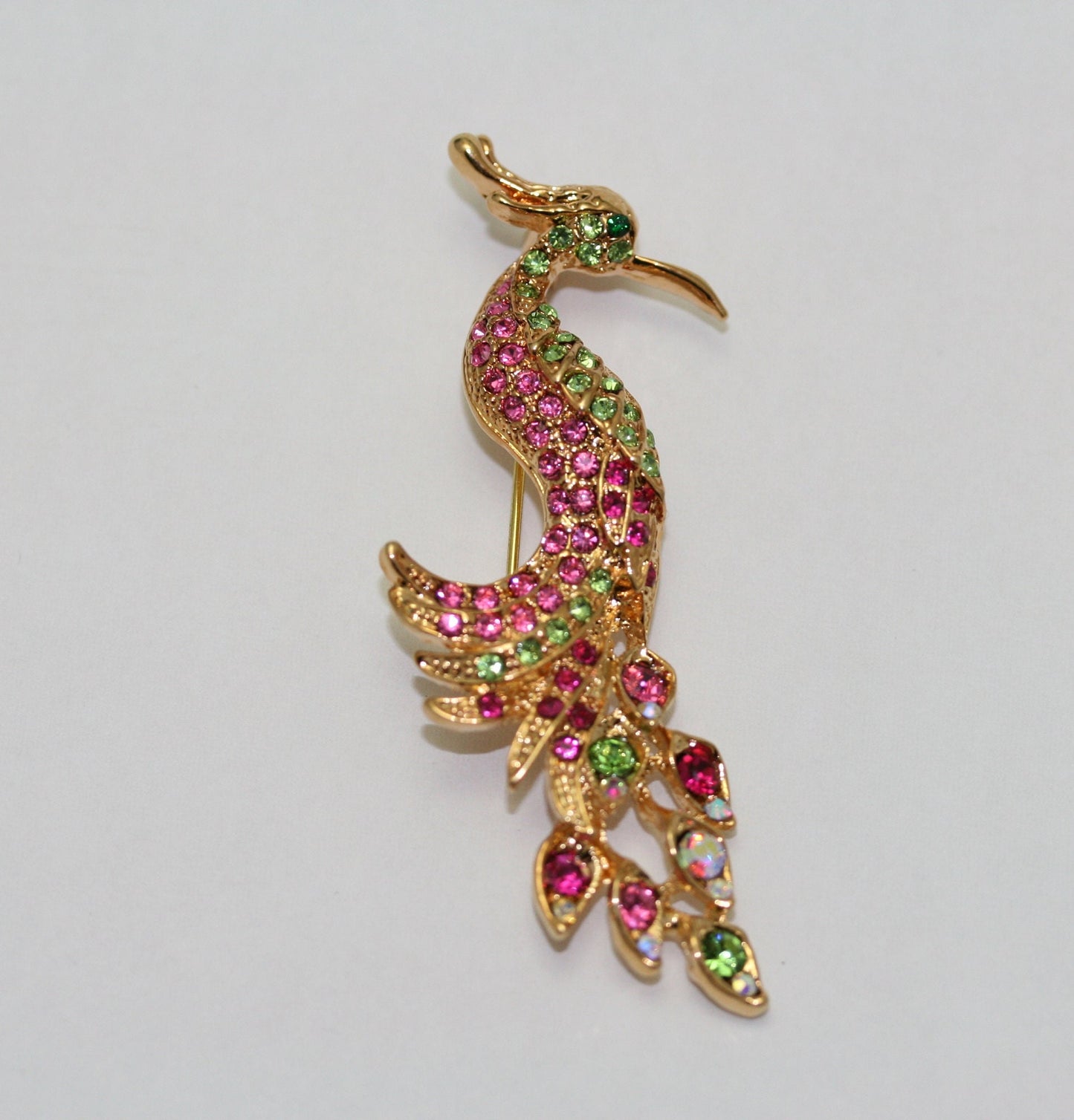 Vintage Rhinestone Peacock Brooch, Colorful Crystal Peacock Brooch Pin, Fashion Jewelry Pin,