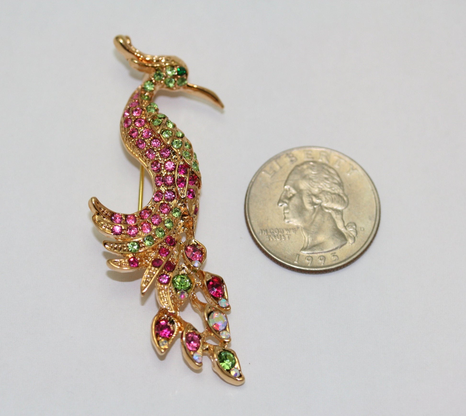 Vintage Rhinestone Peacock Brooch, Colorful Crystal Peacock Brooch Pin, Fashion Jewelry Pin,