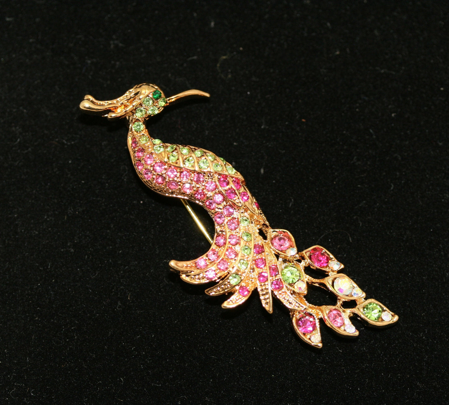 Vintage Rhinestone Peacock Brooch, Colorful Crystal Peacock Brooch Pin, Fashion Jewelry Pin,