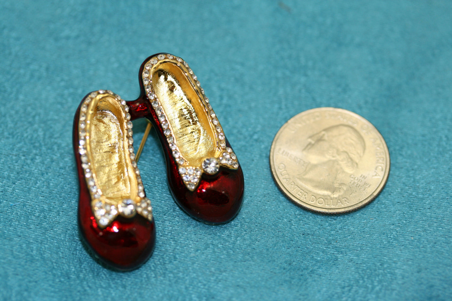 Ruby Red Slippers Lapel Pin Brooch Red Slippers Post Earrings, Red Enamel Slippers Jewelry Set