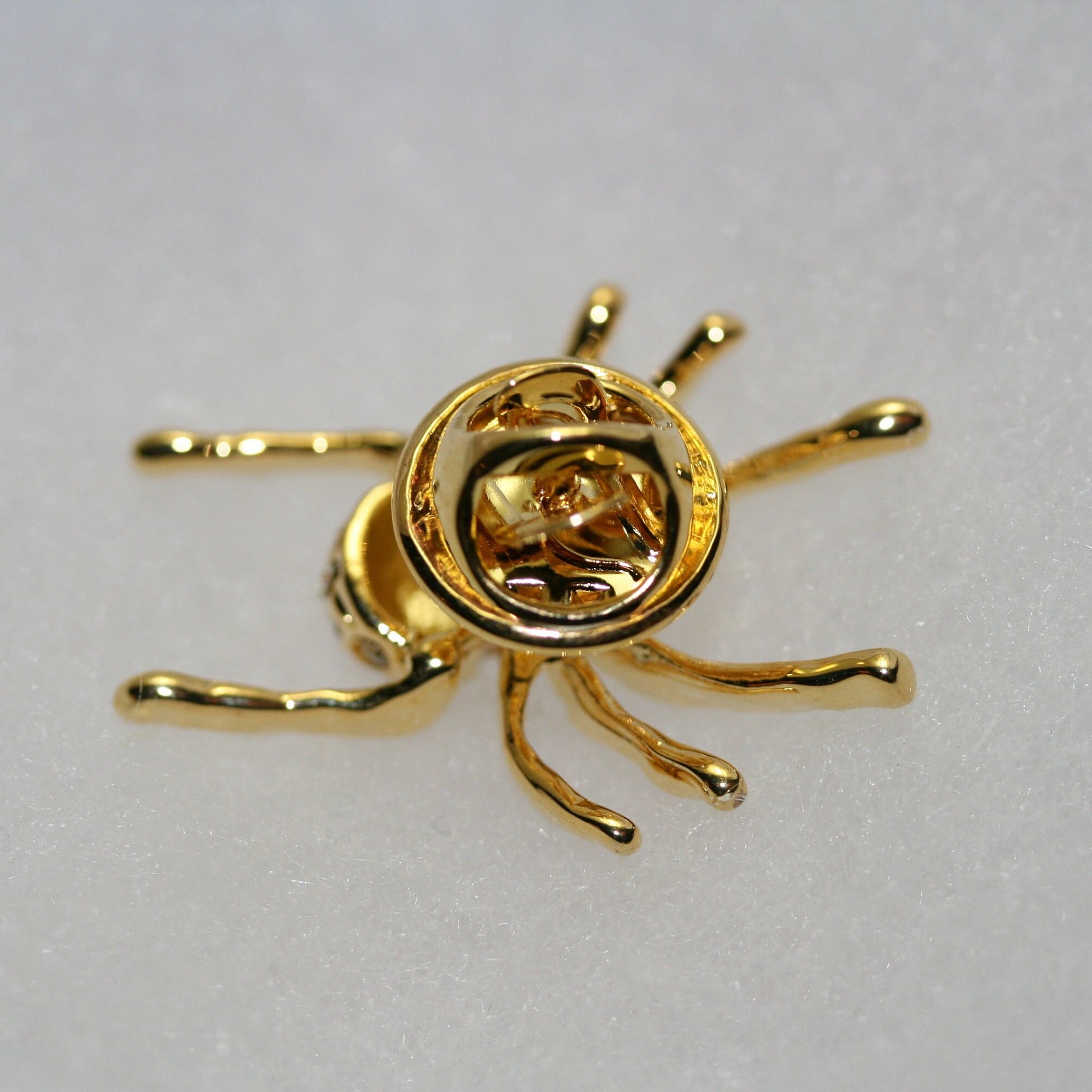 Halloween Spider tack pin , Rhinestones pave and gold tone insect Brooch Pin